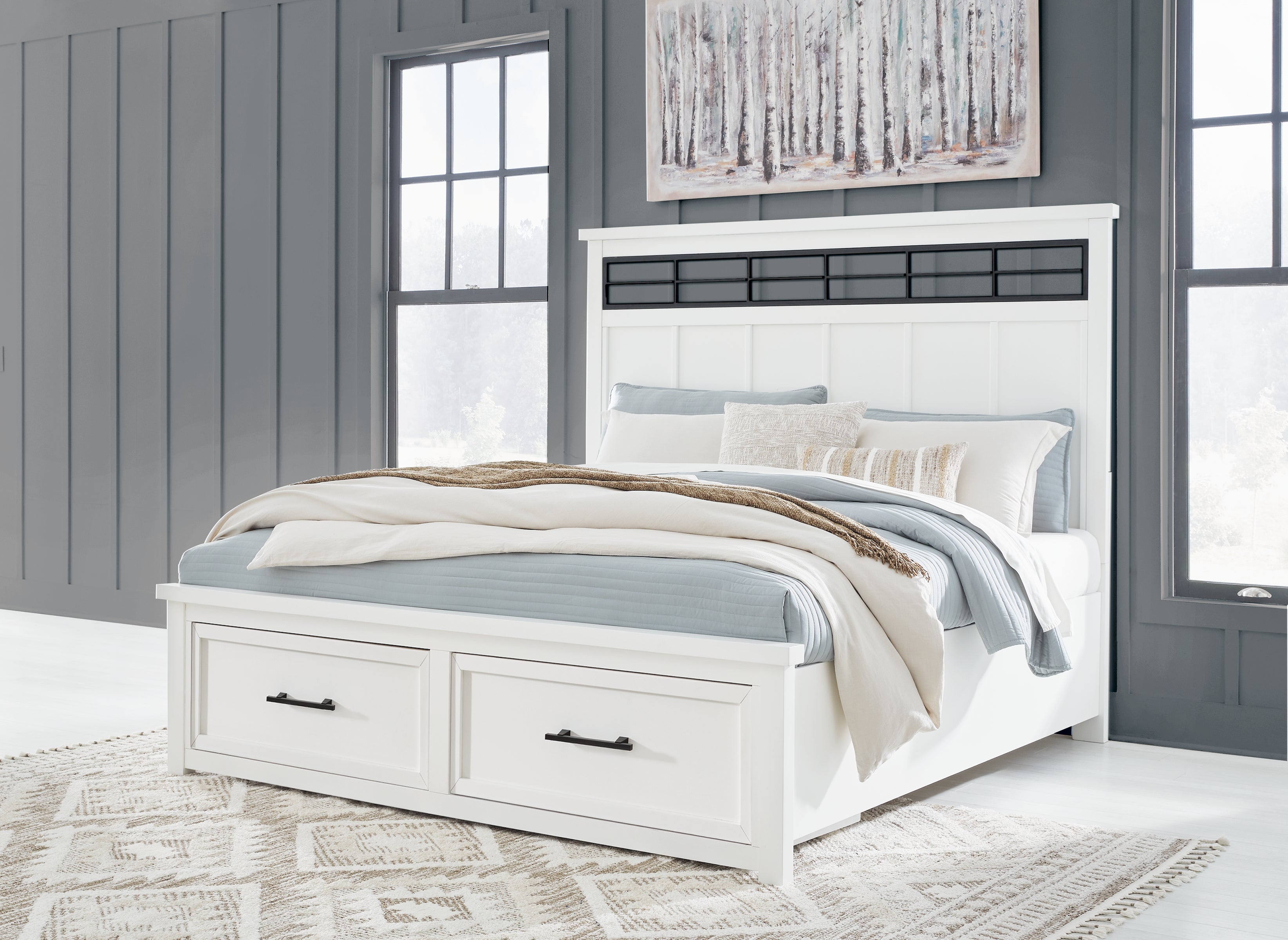 A2Z Furniture - Ashley Furniture - Ashbryn Bedroom - California King Panel Storage Bed / White/Natural - B844B5