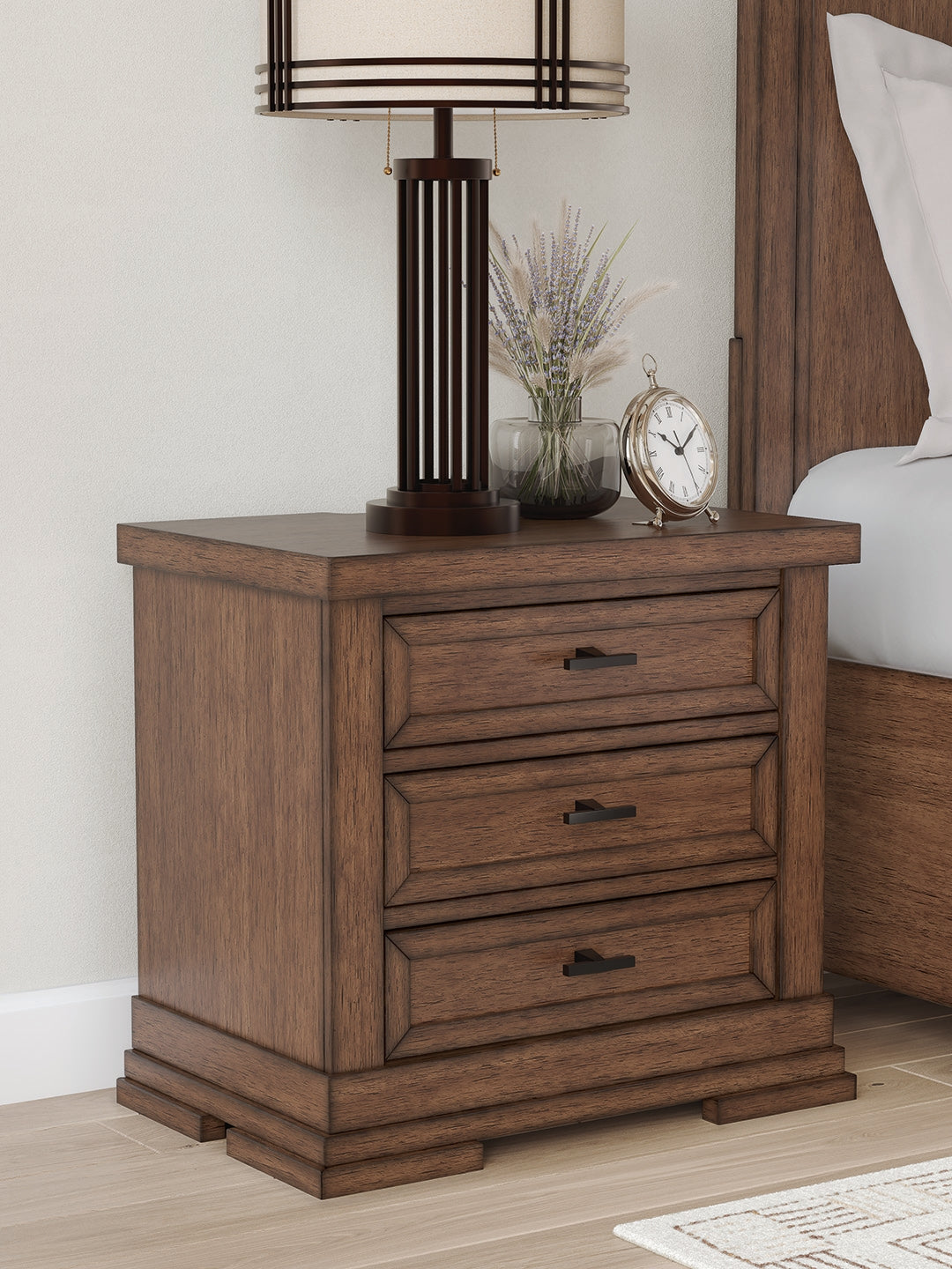 A2Z Furniture - Ashley Furniture - Taffenbrook Bedroom - Three Drawer Night Stand / Medium Brown - B849-93
