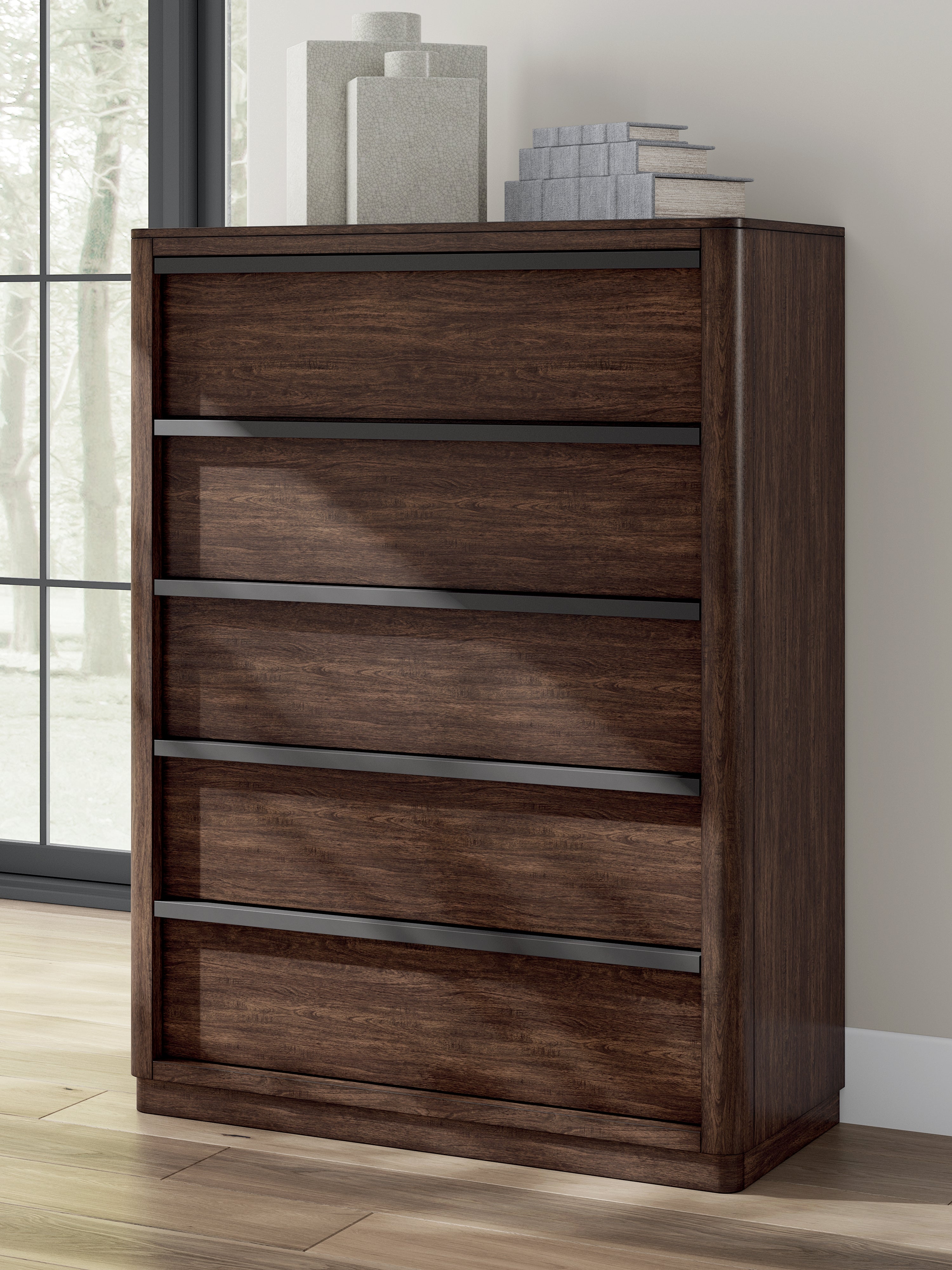 A2Z Furniture - Ashley Furniture - Dilenno Bedroom - Five Drawer Chest / Dark Brown - PCB857-46