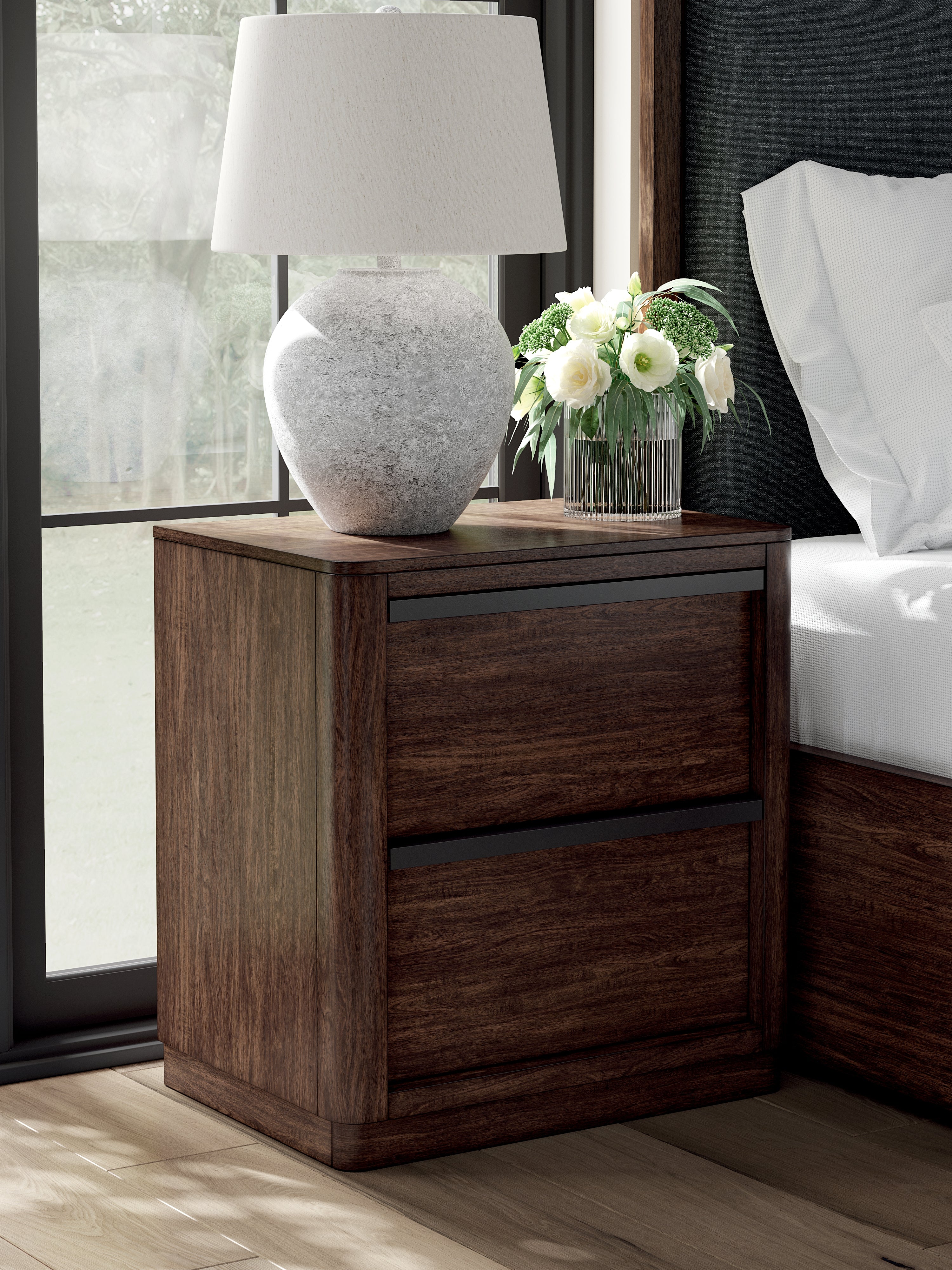 A2Z Furniture - Ashley Furniture - Dilenno Bedroom - Queen Upholstered Panel Bed / Dark Brown - PCB857B4