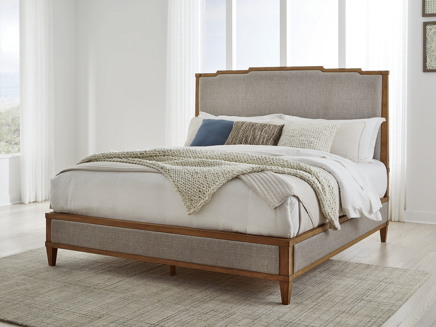 A2Z Furniture - Ashley Furniture - Sharlance Bedroom - King Upholstered Panel Bed / Light Brown - B895B6