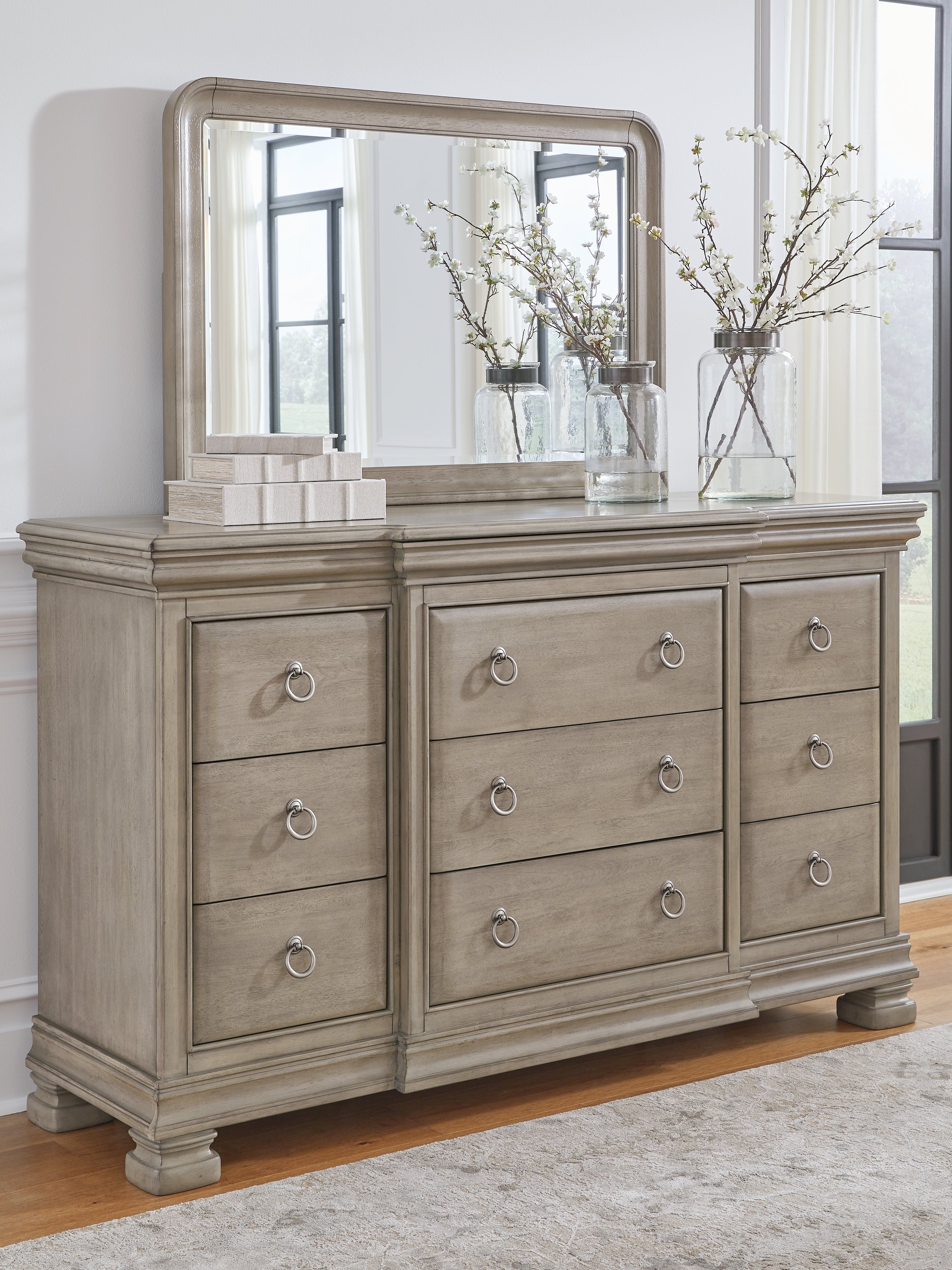 A2Z Furniture - Ashley Furniture - Lexorne Bedroom - Dresser and Mirror / Gray - B924B1