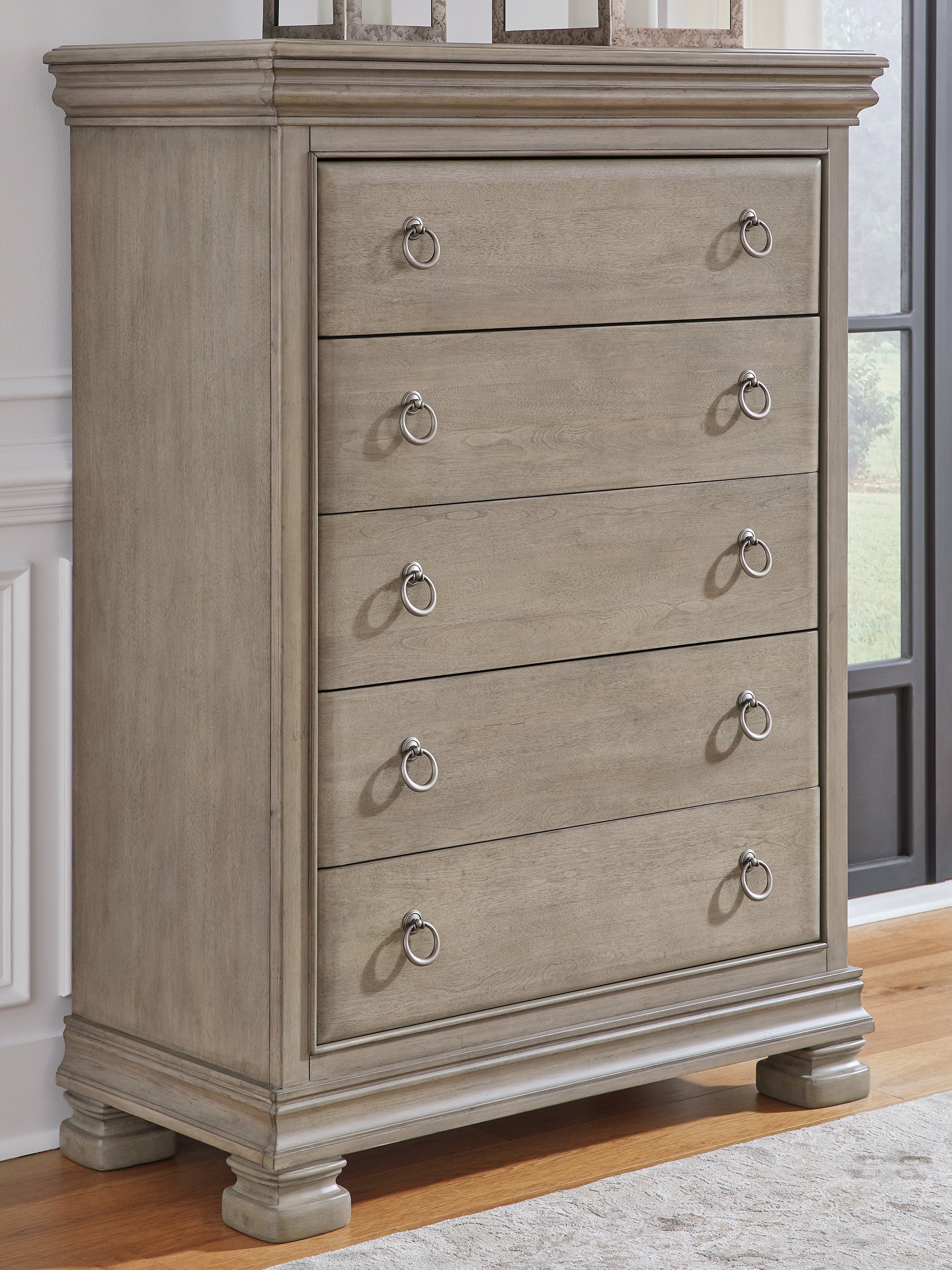 A2Z Furniture - Ashley Furniture - Lexorne Bedroom - Five Drawer Chest / Gray - B924-46