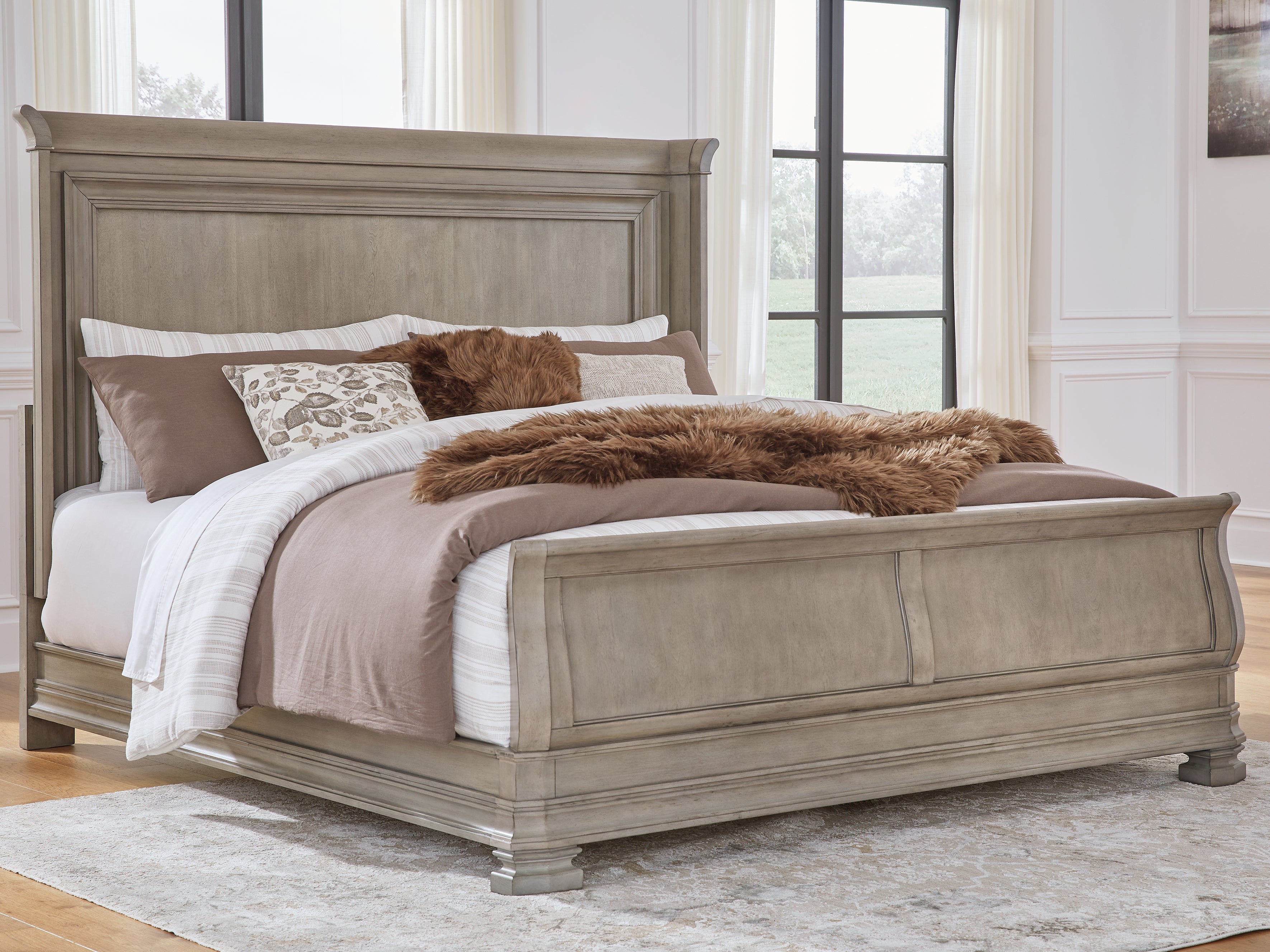 A2Z Furniture - Ashley Furniture - Lexorne Bedroom - King Sleigh Bed / Gray - B924B4