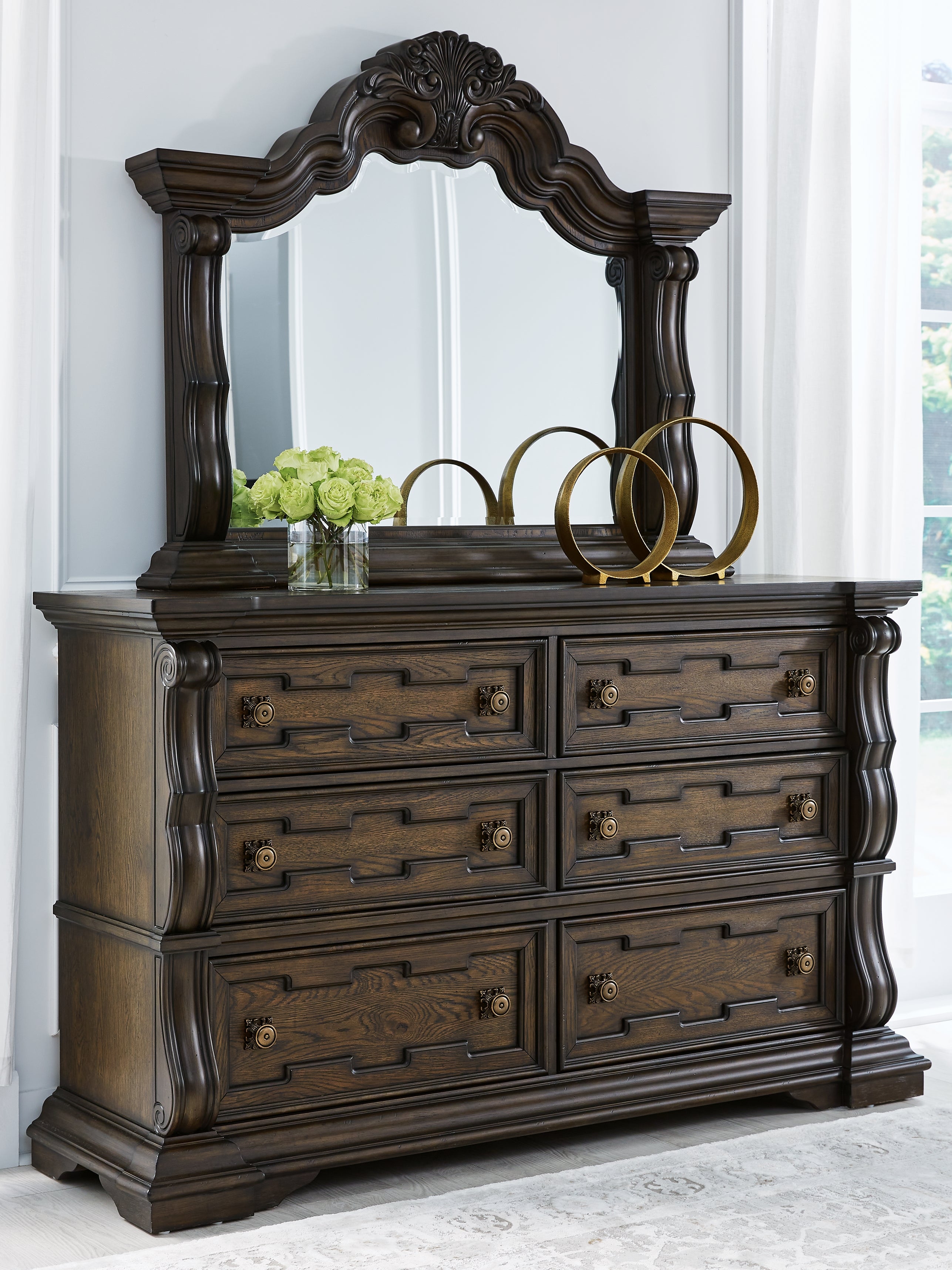 A2Z Furniture - Ashley Furniture - Maylee Bedroom - Dresser and Mirror / Dark Brown - B947B1
