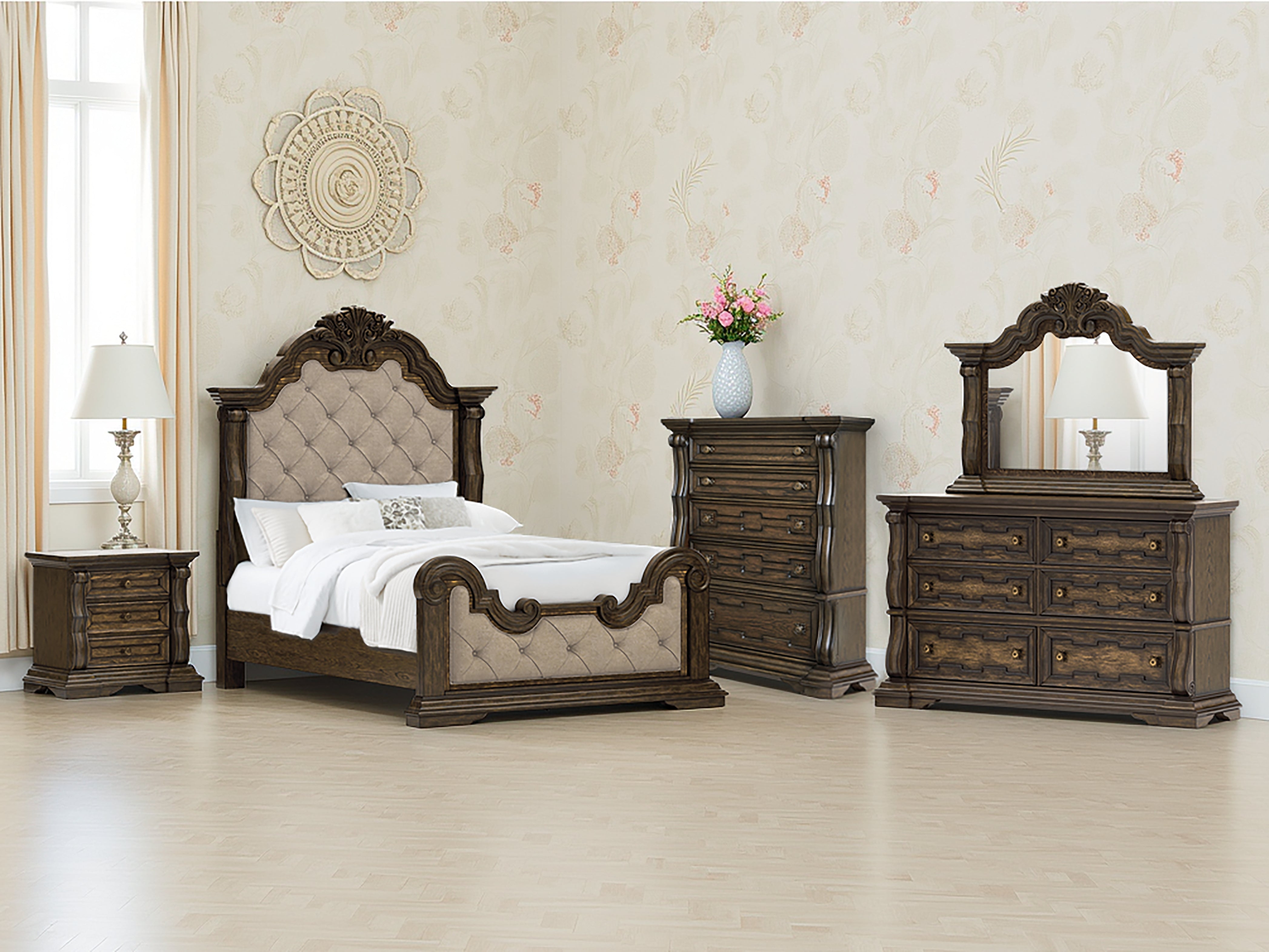 A2Z Furniture - Ashley Furniture - Maylee Bedroom - Queen Upholstered Bed / Dark Brown - B947B2