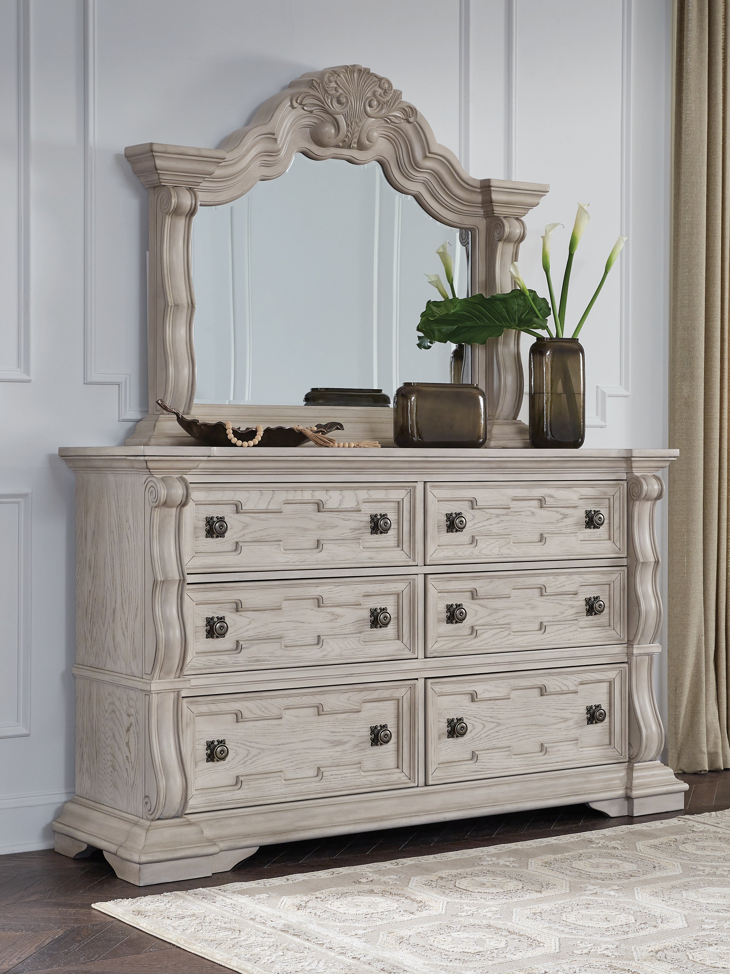 A2Z Furniture - Ashley Furniture - Bruchandi Bedroom - Dresser and Mirror / Antique White - PCB948B1