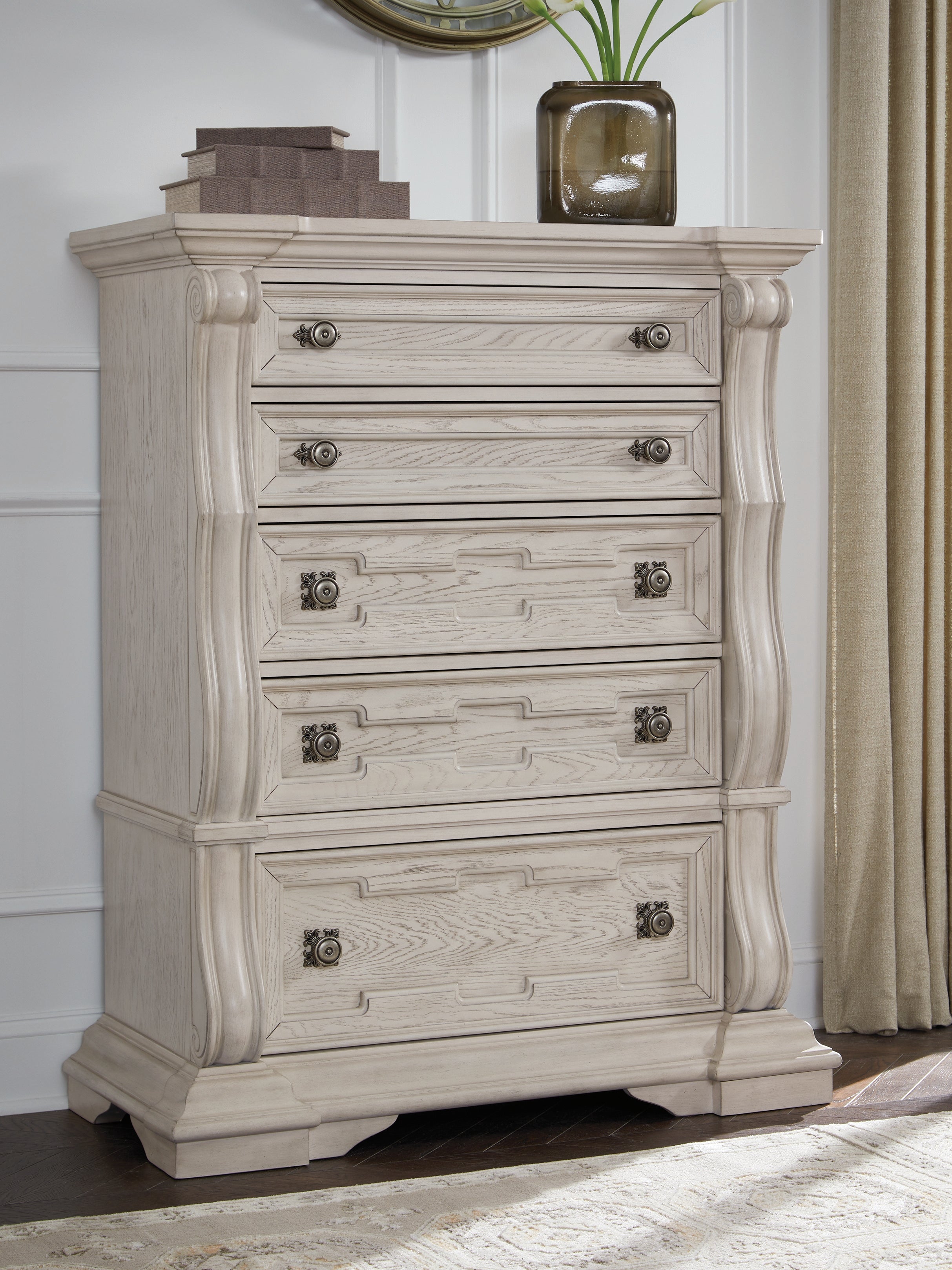 A2Z Furniture - Ashley Furniture - Bruchandi Bedroom - Five Drawer Chest / Antique White - PCB948-46