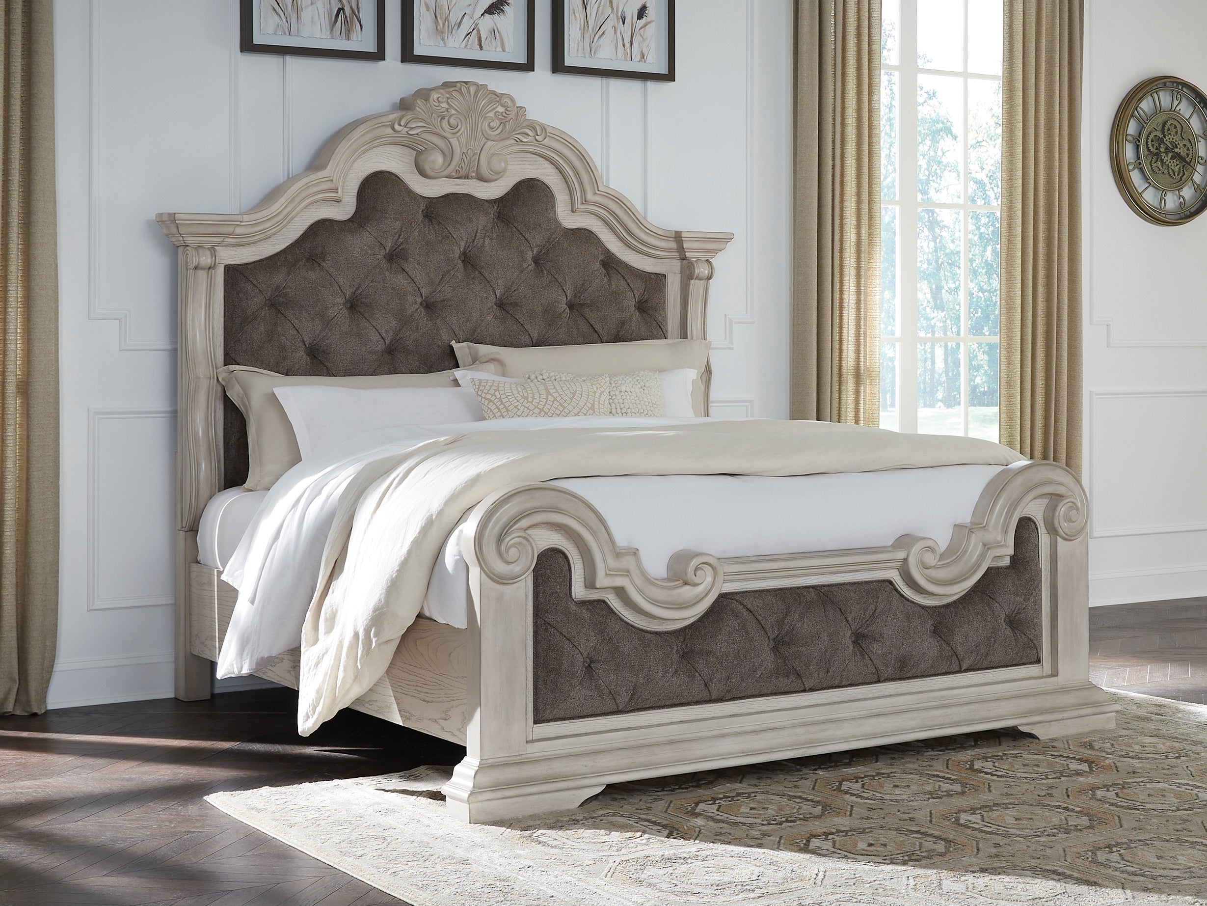 A2Z Furniture - Ashley Furniture - Bruchandi Bedroom - California King Upholstered Panel Bed / Antique White - PCB948B5