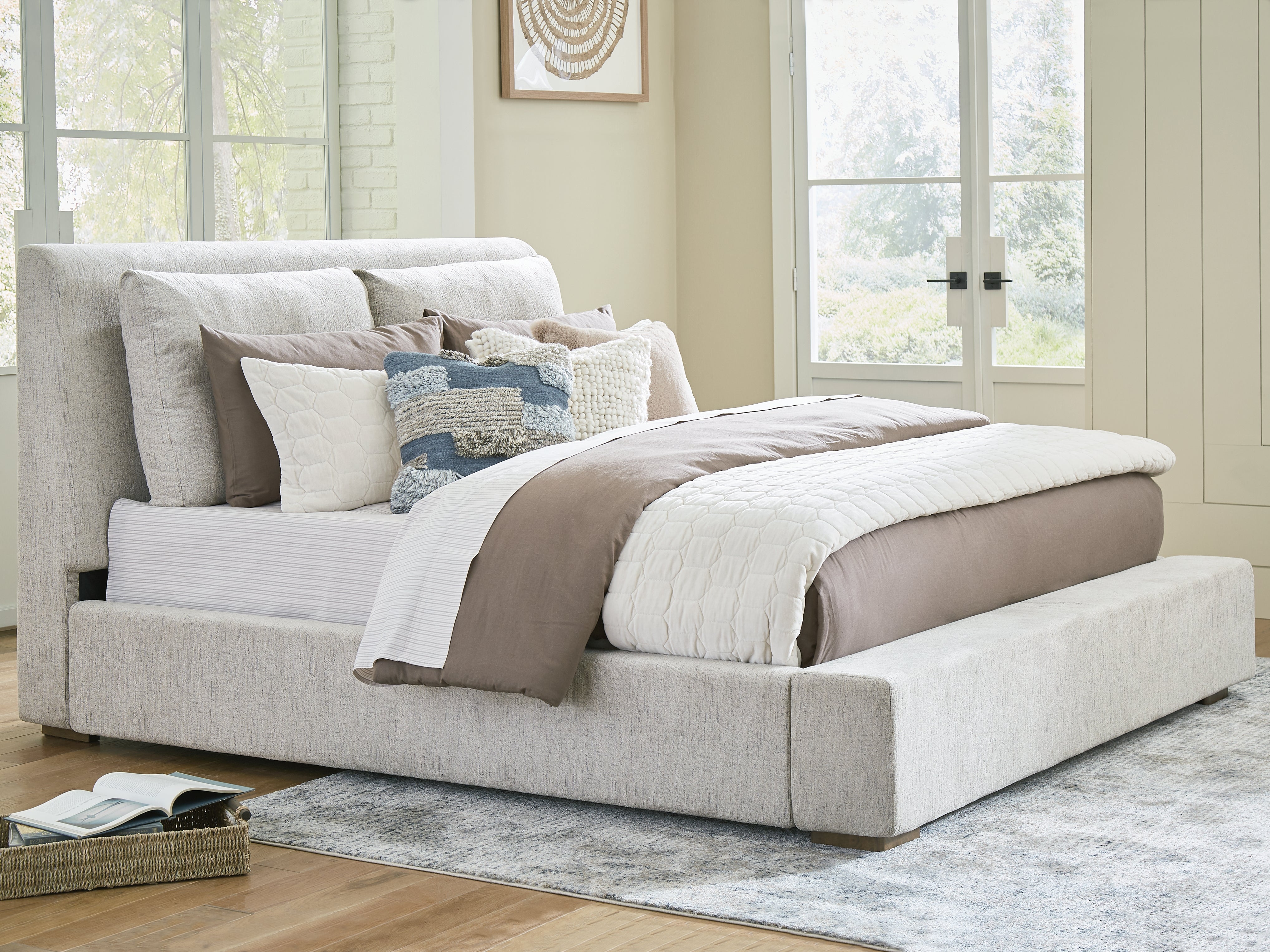 A2Z Furniture - Ashley Furniture - Cabalynn Bedroom - Queen Upholstered Bed / Light Brown - B974B2