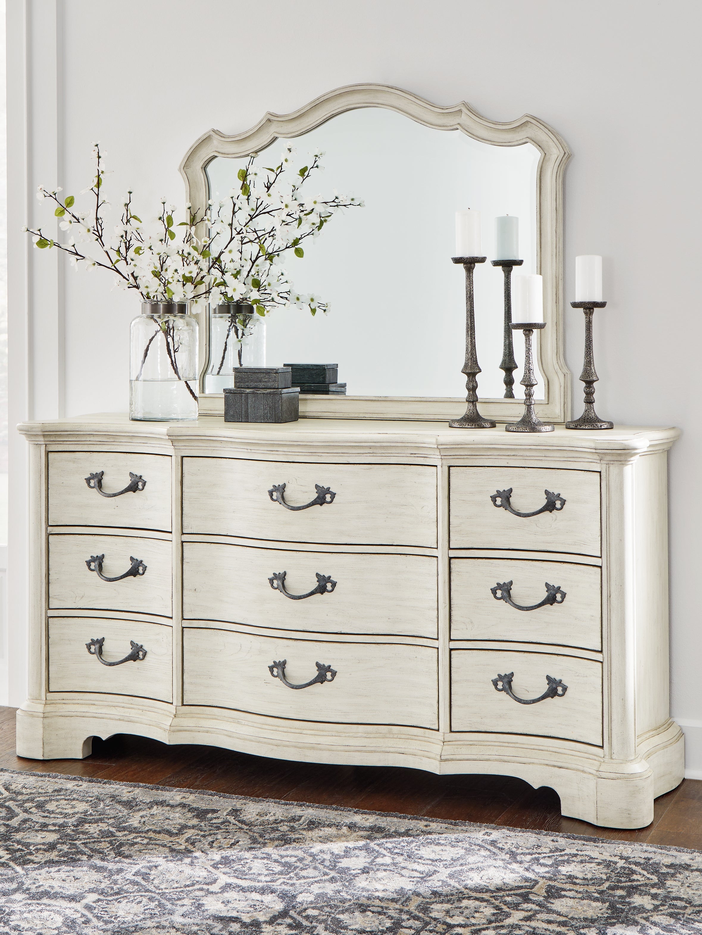 A2Z Furniture - Ashley Furniture - Arlendyne Bedroom - Dresser and Mirror / Antique White - B980B1