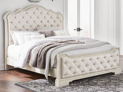 A2Z Furniture - Ashley Furniture - Arlendyne Bedroom - King Upholstered Bed / Antique White - B980B4