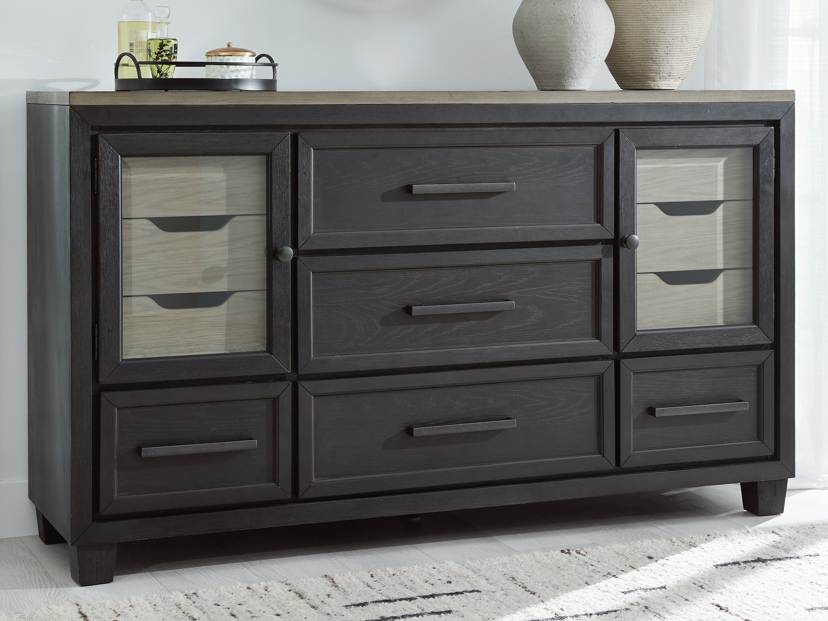 A2Z Furniture - Ashley Furniture - Foyland Bedroom - Two Drawer Night Stand / Black/Brown - B989-92