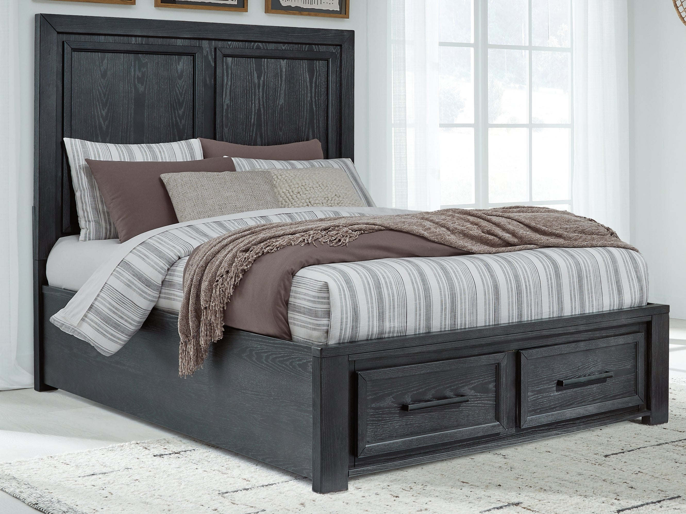 A2Z Furniture - Ashley Furniture - Foyland Bedroom - Queen Panel Storage Bed / Black/Brown - B989B2