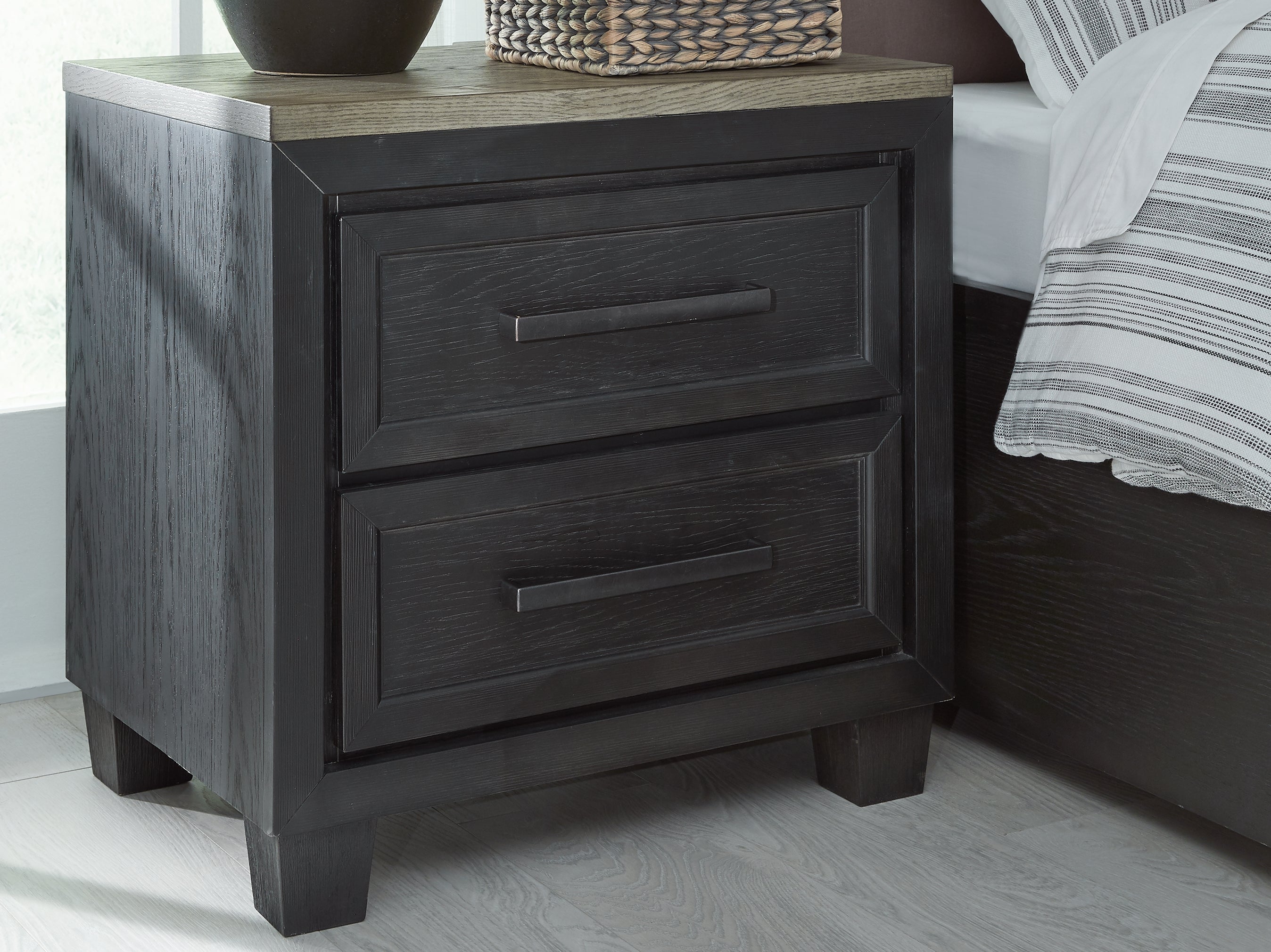A2Z Furniture - Ashley Furniture - Foyland Bedroom - Two Drawer Night Stand / Black/Brown - B989-92
