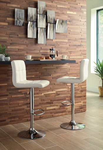 A2Z Furniture - Ashley Furniture - Bellatier Dining Room - Adjustable Height Bar Stool (Set of 2) / Bone - D120-230X2