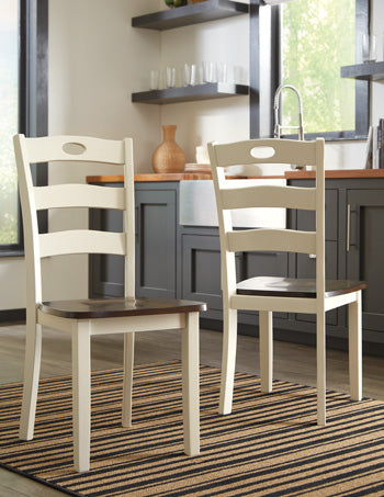 A2Z Furniture - Ashley Furniture - Woodanville Dining Room - Dining Chair (Set of 2) / Cream/Brown - D335-01X2