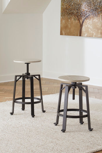 A2Z Furniture - Ashley Furniture - Karisslyn Dining Room - Counter Height Stool (Set of 2) / Whitewash/Black - D336-024X2
