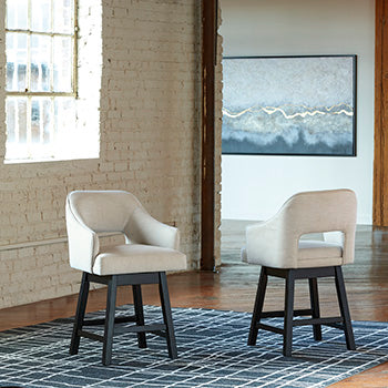 A2Z Furniture - Ashley Furniture - Tallenger Dining Room - Counter Height Bar Stool (Set of 2) / Linen/Brown - D380-724X2
