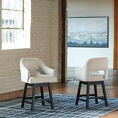 A2Z Furniture - Ashley Furniture - Tallenger Dining Room - Counter Height Bar Stool (Set of 2) / Linen/Brown - D380-724X2