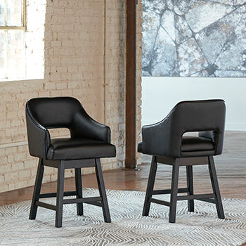 A2Z Furniture - Ashley Furniture - Tallenger Dining Room - Counter Height Bar Stool (Set of 2) / Black/Dark Brown - D380-924X2