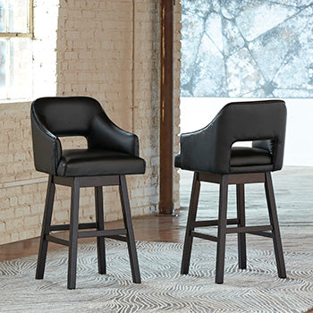A2Z Furniture - Ashley Furniture - Tallenger Dining Room - Bar Height Bar Stool (Set of 2) / Black/Dark Brown - D380-930X2