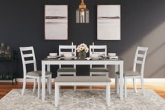A2Z Furniture - Ashley Furniture - Stonehollow Dining Room - RECT DRM Table Set (6/CN) / White/Gray - D382-325