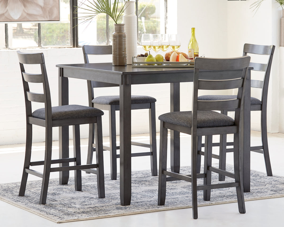 A2Z Furniture - Ashley Furniture - Bridson Dining Room - Square Counter TBL Set (5/CN) / Gray - D383-223