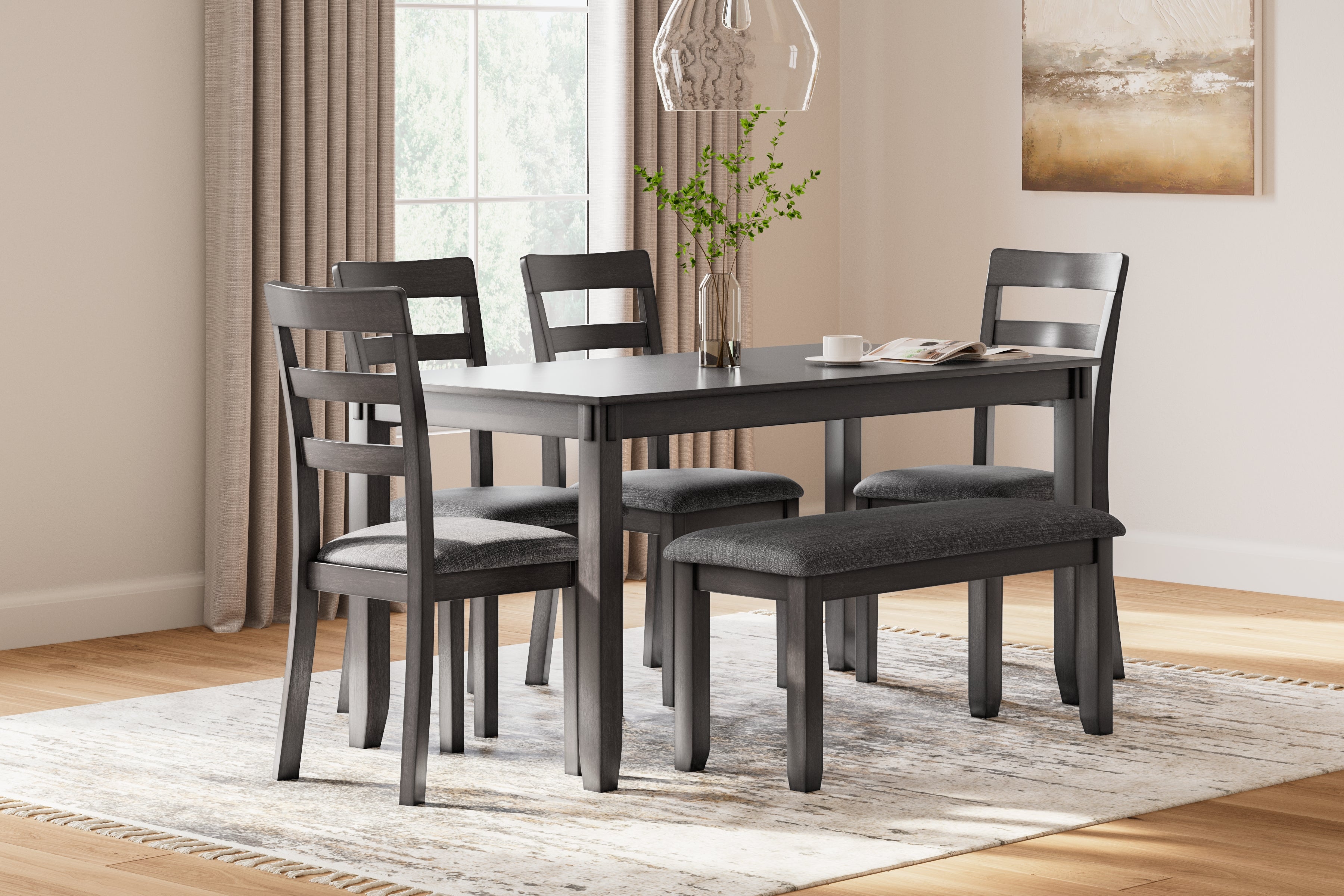 A2Z Furniture - Ashley Furniture - Bridson Dining Room - RECT DRM Table Set (6/CN) / Gray - D383-325
