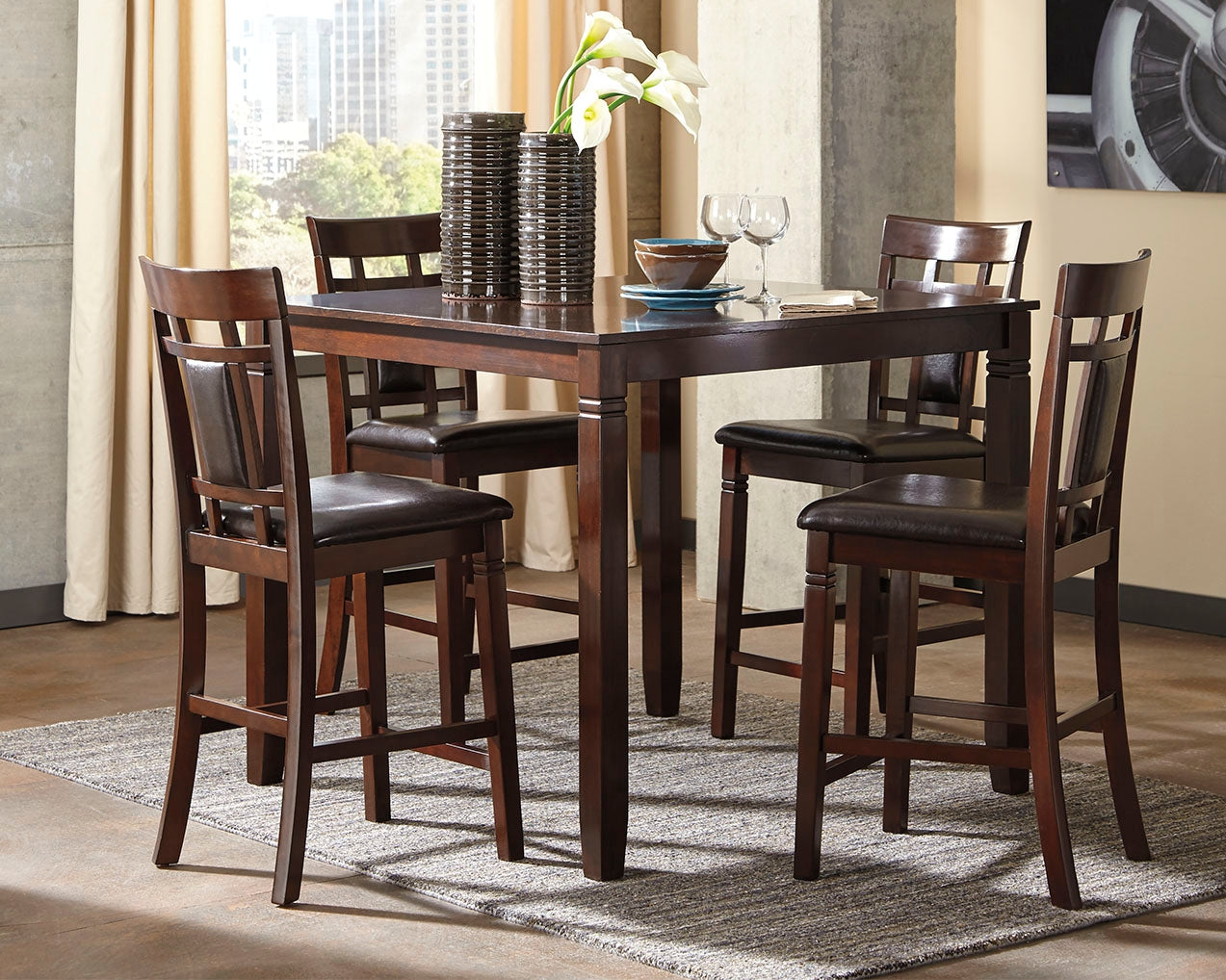 A2Z Furniture - Ashley Furniture - Bennox Dining Room - Dining Room Table Set (6/CN) / Brown - D384-325