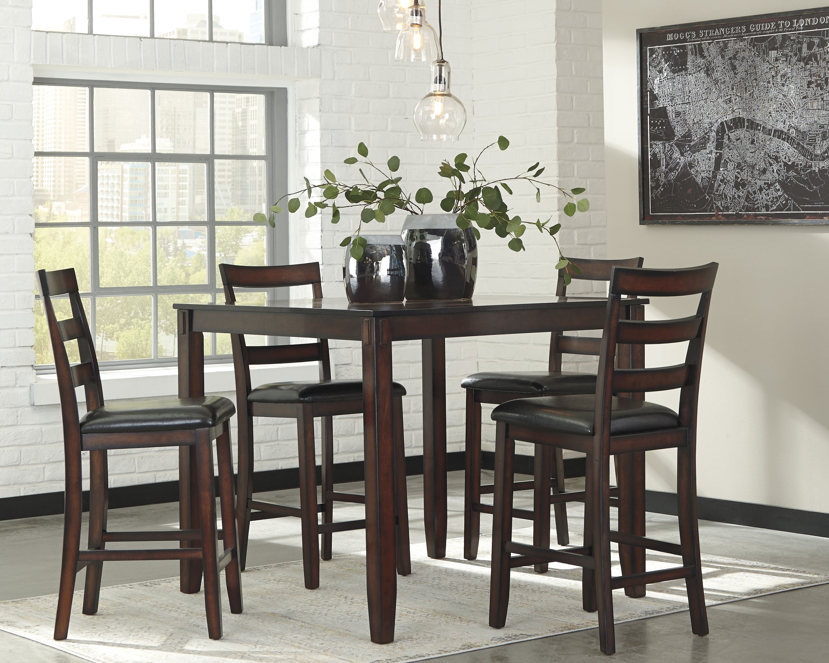 A2Z Furniture - Ashley Furniture - Coviar Dining Room - Dining Room Table Set (6/CN) / Brown - D385-325