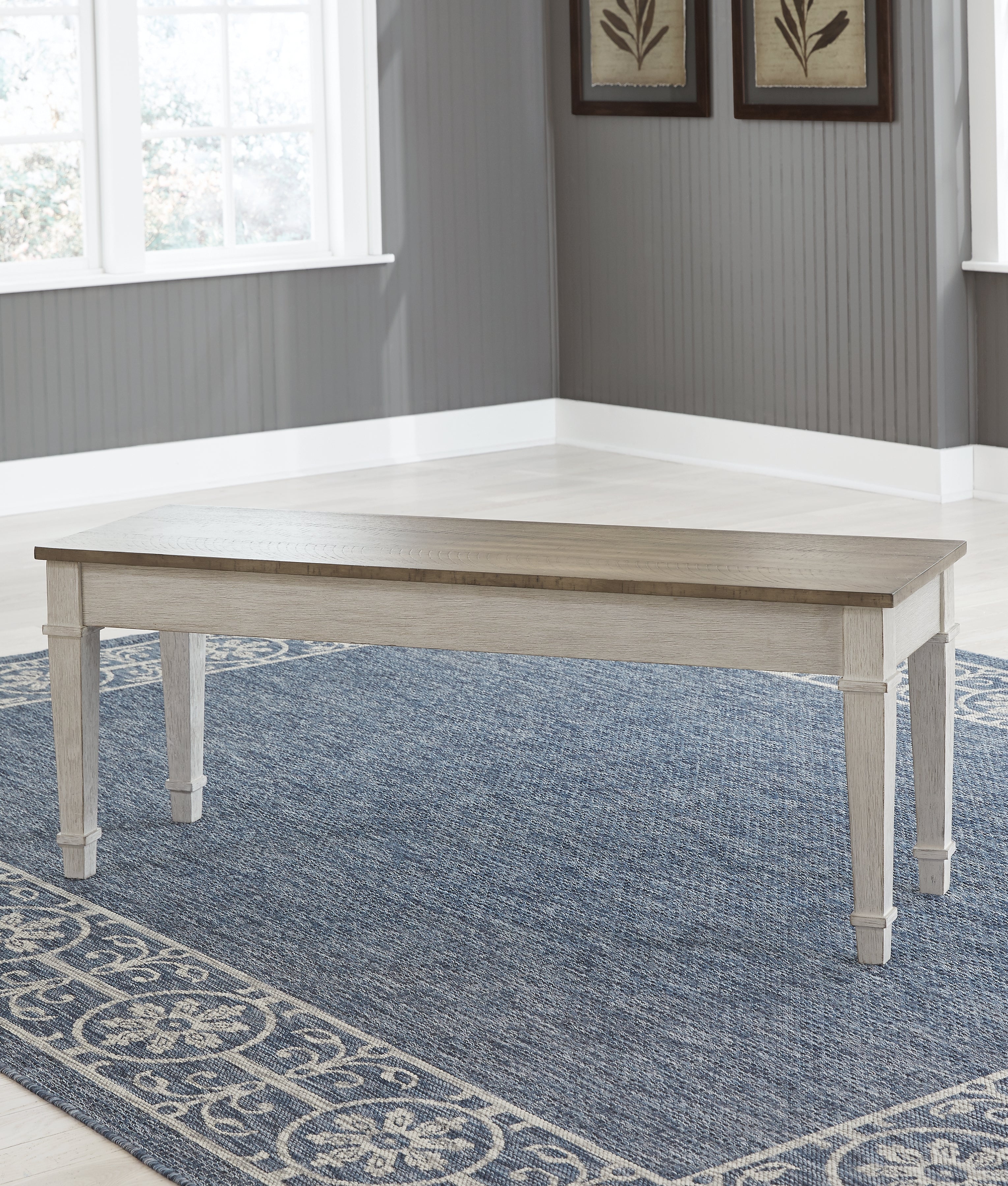 A2Z Furniture - Ashley Furniture - Skempton Dining Room - Storage Bench / White/Light Brown - D394-00