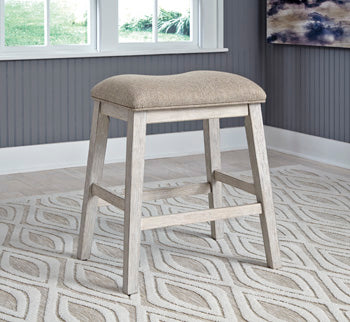 A2Z Furniture - Ashley Furniture - Skempton Dining Room - Counter Height Bar Stool (Set of 2) / White/Light Brown - D394-024X2