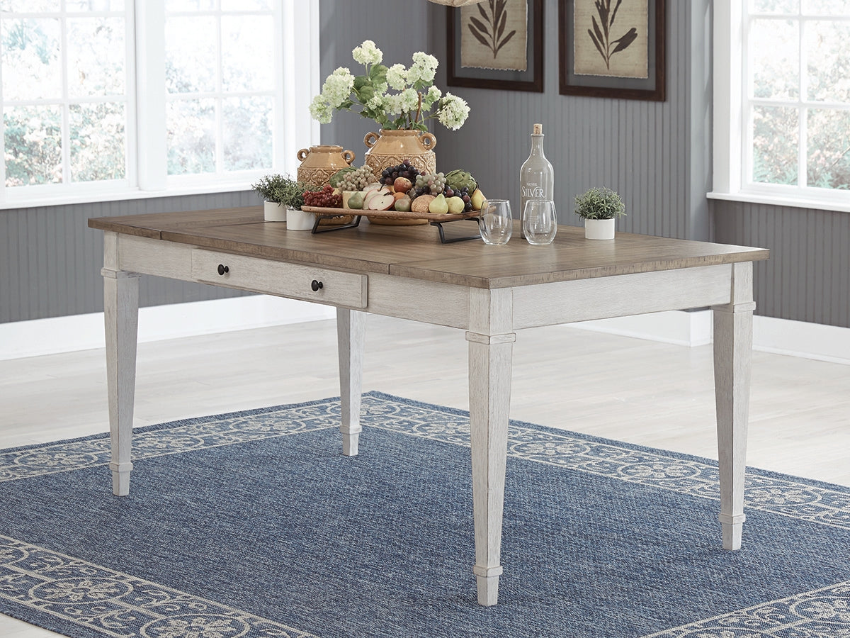 A2Z Furniture - Ashley Furniture - Skempton Dining Room - RECT DRM Table w/Storage / White/Light Brown - D394-25