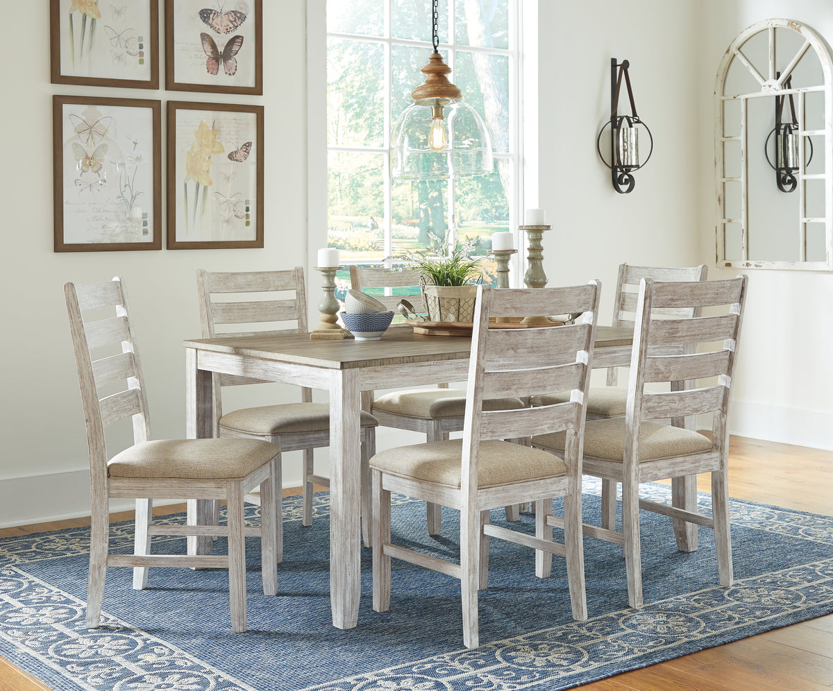 A2Z Furniture - Ashley Furniture - Skempton Dining Room - RECT DRM Counter TBL Set(7/CN) / White/Light Brown - D394-423