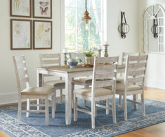 A2Z Furniture - Ashley Furniture - Skempton Dining Room - RECT DRM Counter TBL Set(7/CN) / White/Light Brown - D394-423