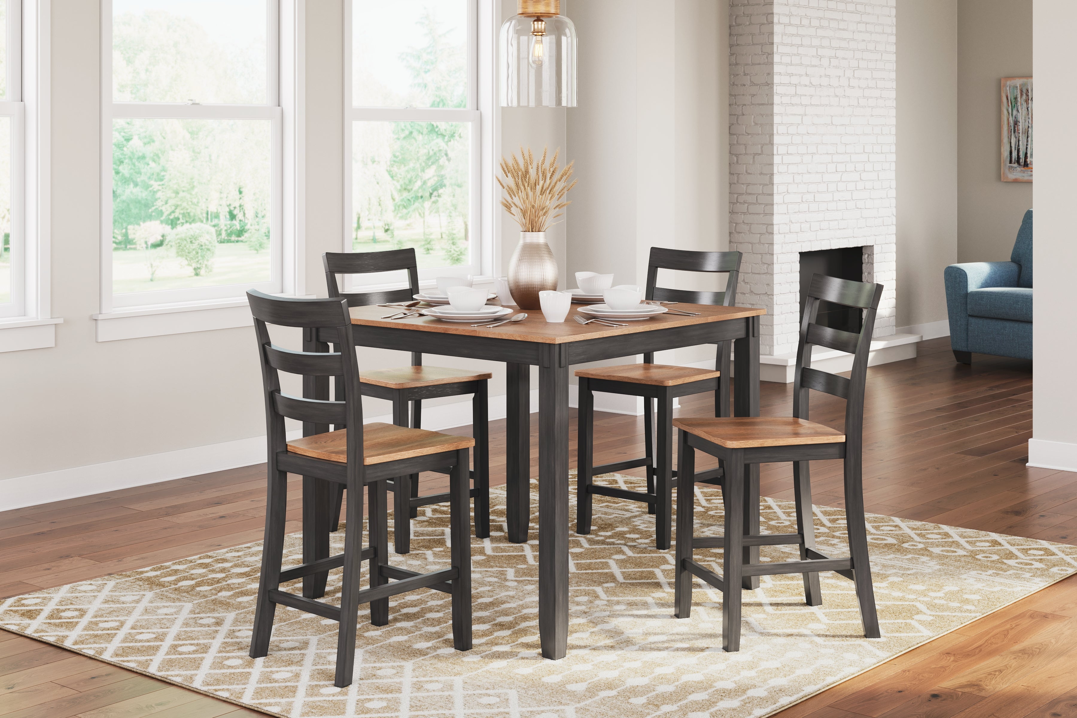 A2Z Furniture - Ashley Furniture - Gesthaven Dining Room - DRM Counter Table Set (5/CN) / Natural/Brown - D396-223