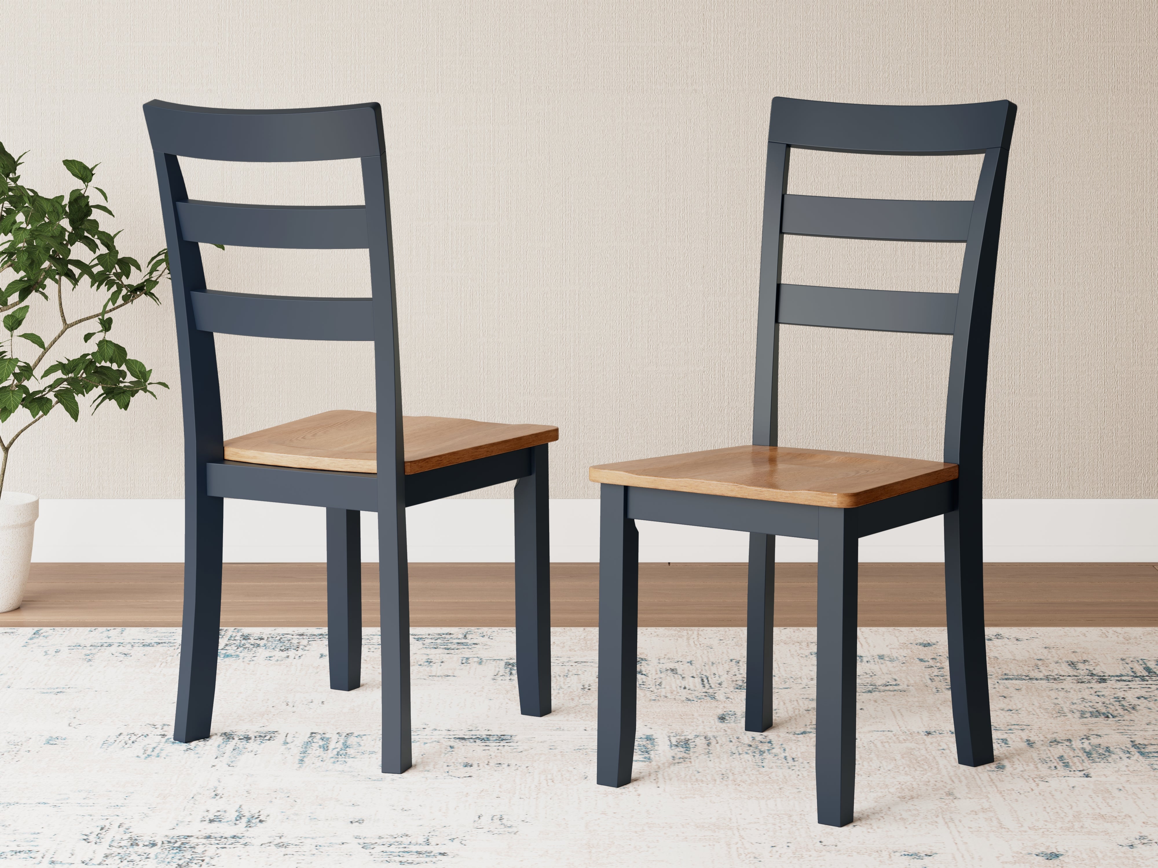 A2Z Furniture - Ashley Furniture - Gesthaven Dining Room - Dining Chair (Set of 2) / Natural/Blue - D399-01X2