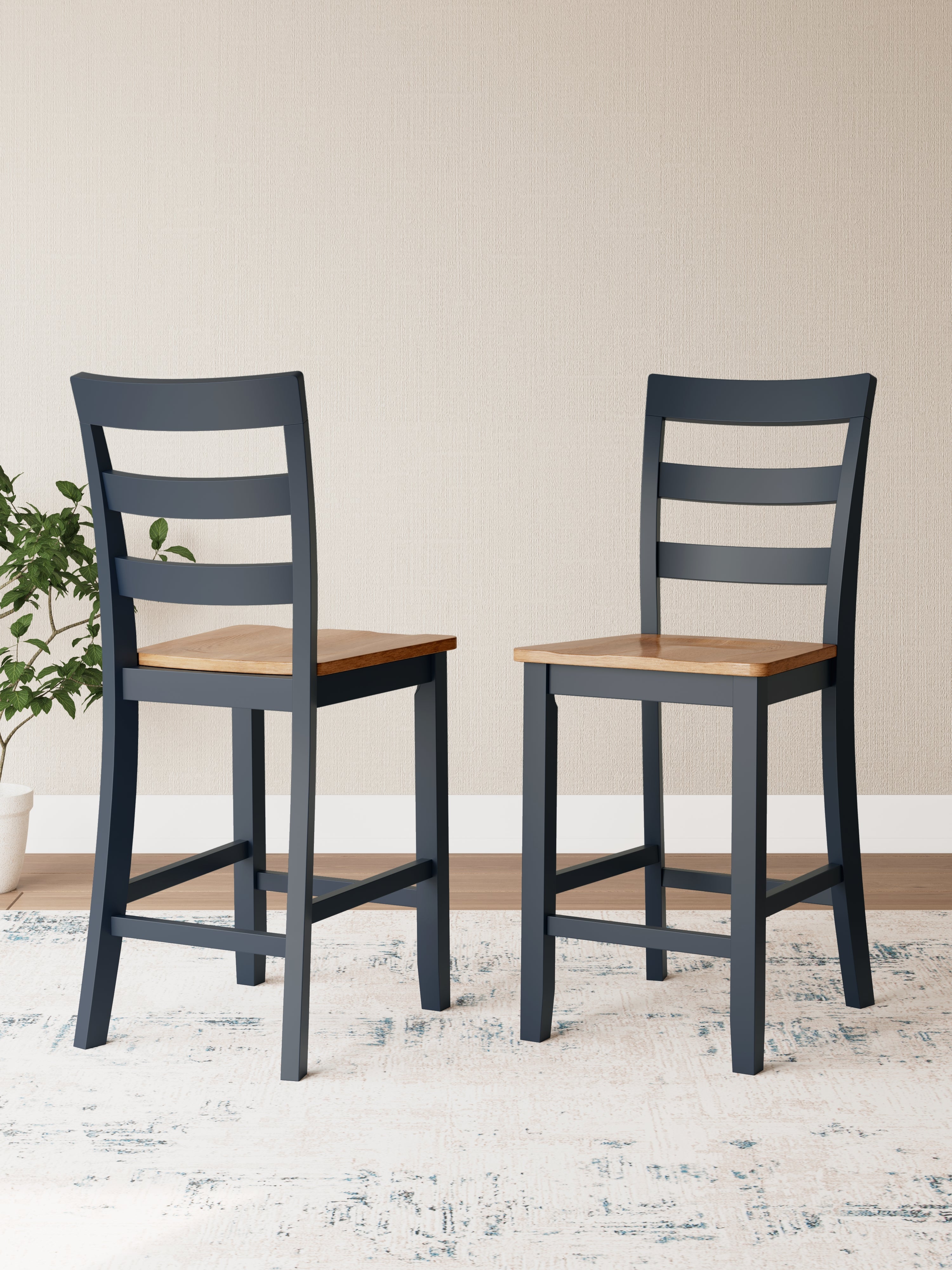 A2Z Furniture - Ashley Furniture - Gesthaven Dining Room - Counter Height Barstool (Set of 2) / Natural/Blue - D399-124X2