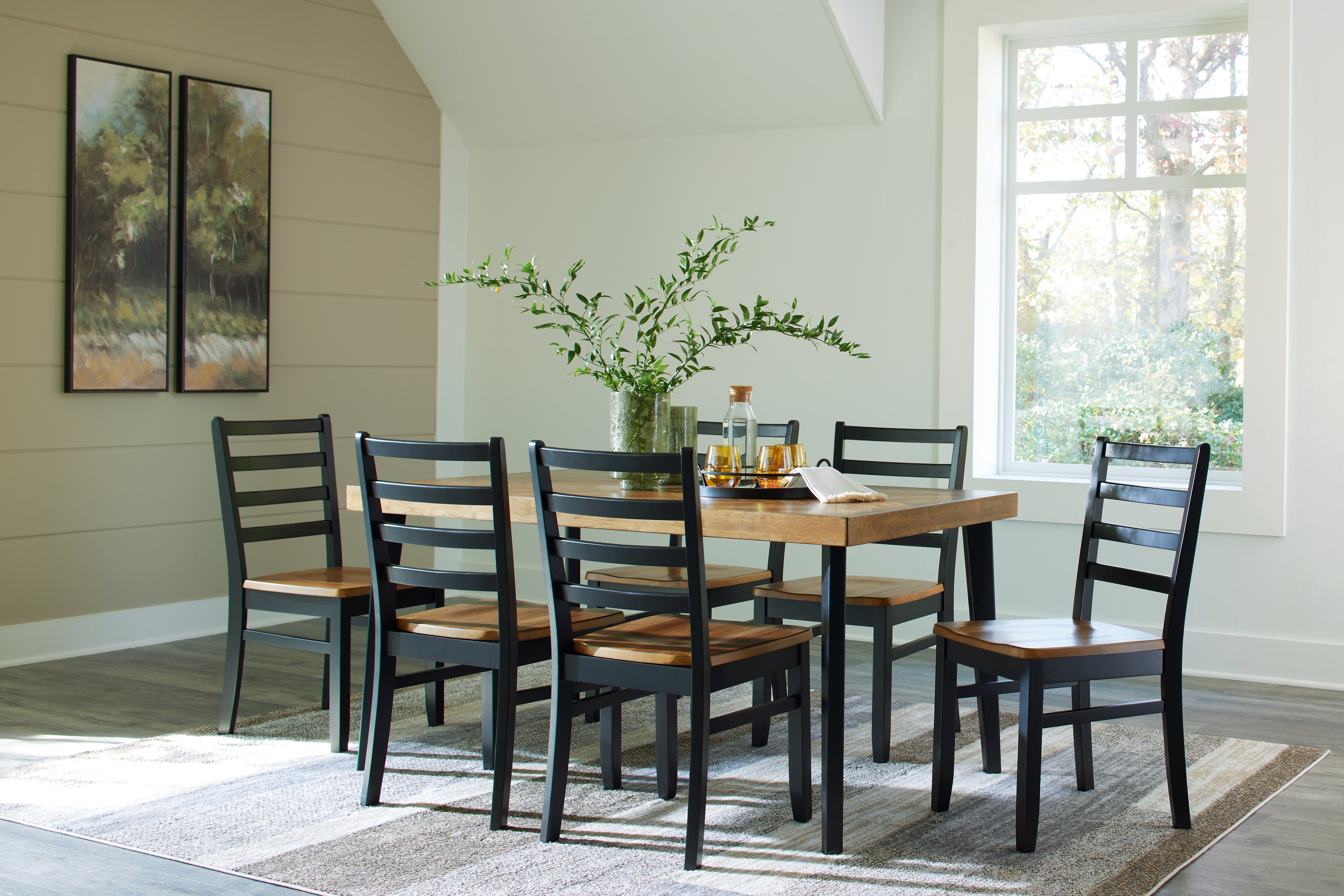 A2Z Furniture - Ashley Furniture - Blondon Dining Room - RECT DRM Table Set (7/CN) / Brown/Black - D413-425