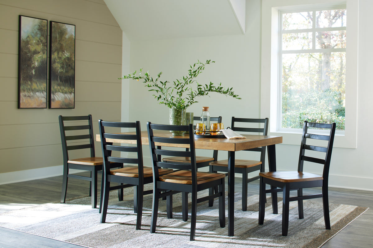 A2Z Furniture - Ashley Furniture - Blondon Dining Room - RECT DRM Table Set (7/CN) / Brown/Black - D413-425