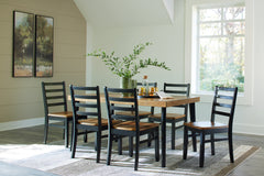 A2Z Furniture - Ashley Furniture - Blondon Dining Room - RECT DRM Table Set (7/CN) / Brown/Black - D413-425