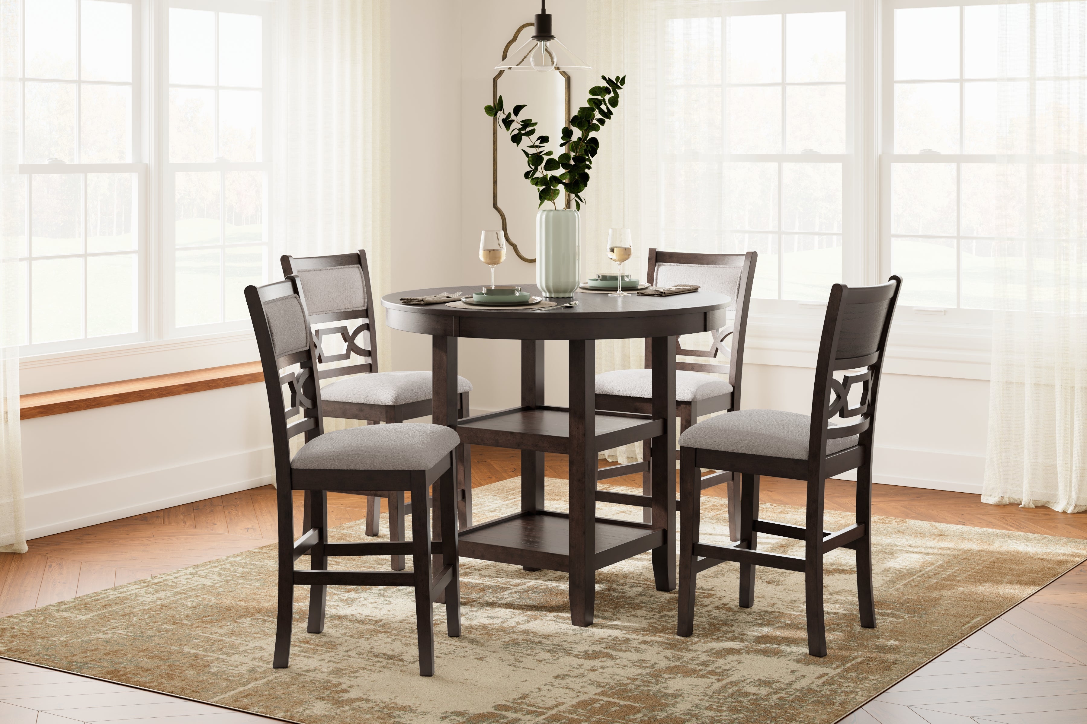 A2Z Furniture - Ashley Furniture - Langwest Dining Room - DRM Counter Table Set (5/CN) / Brown - D422-223