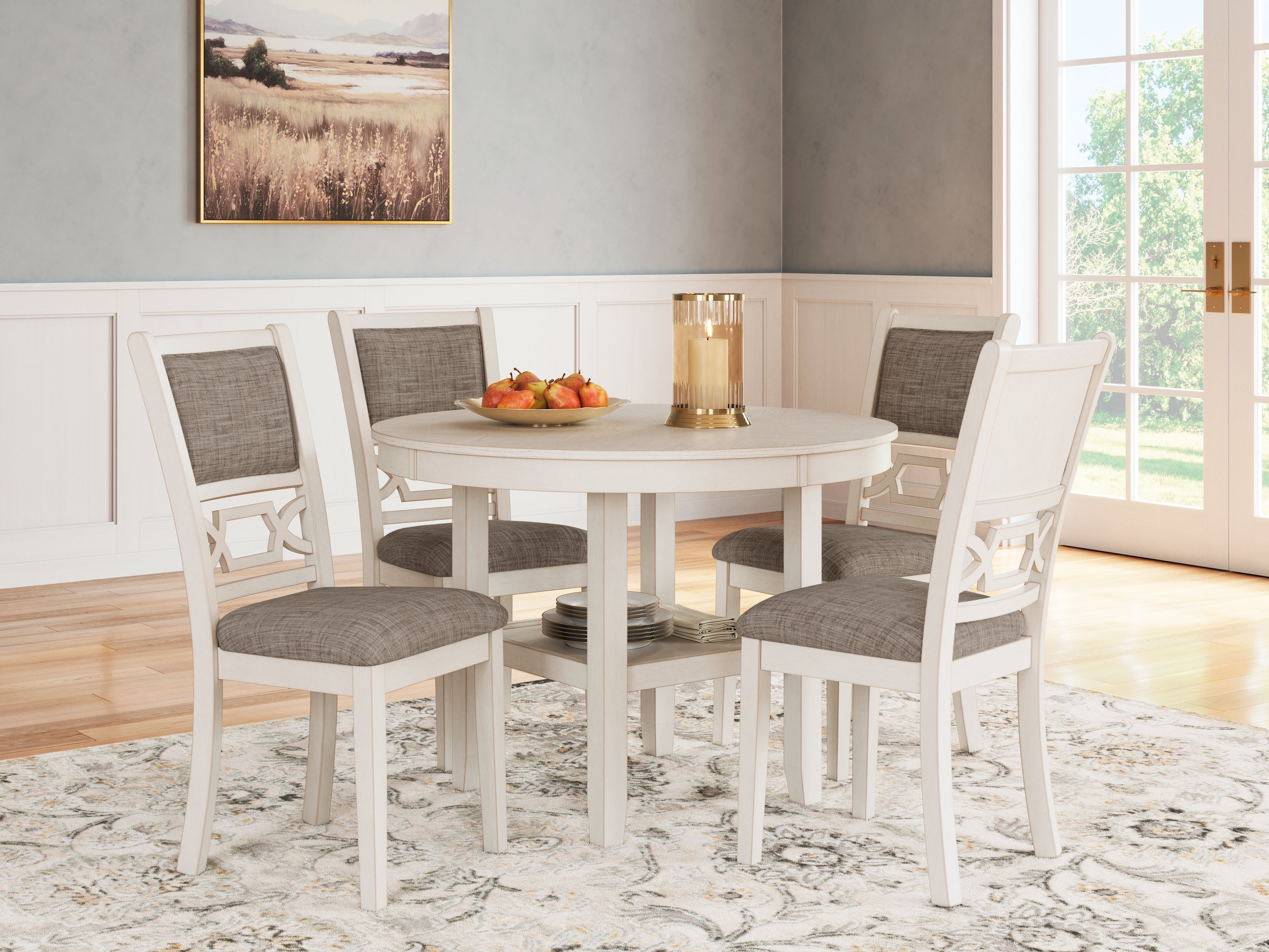 A2Z Furniture - Ashley Furniture - Erinberg Dining Room - Dining Room Table Set (5/CN) / Antique White - D423-225