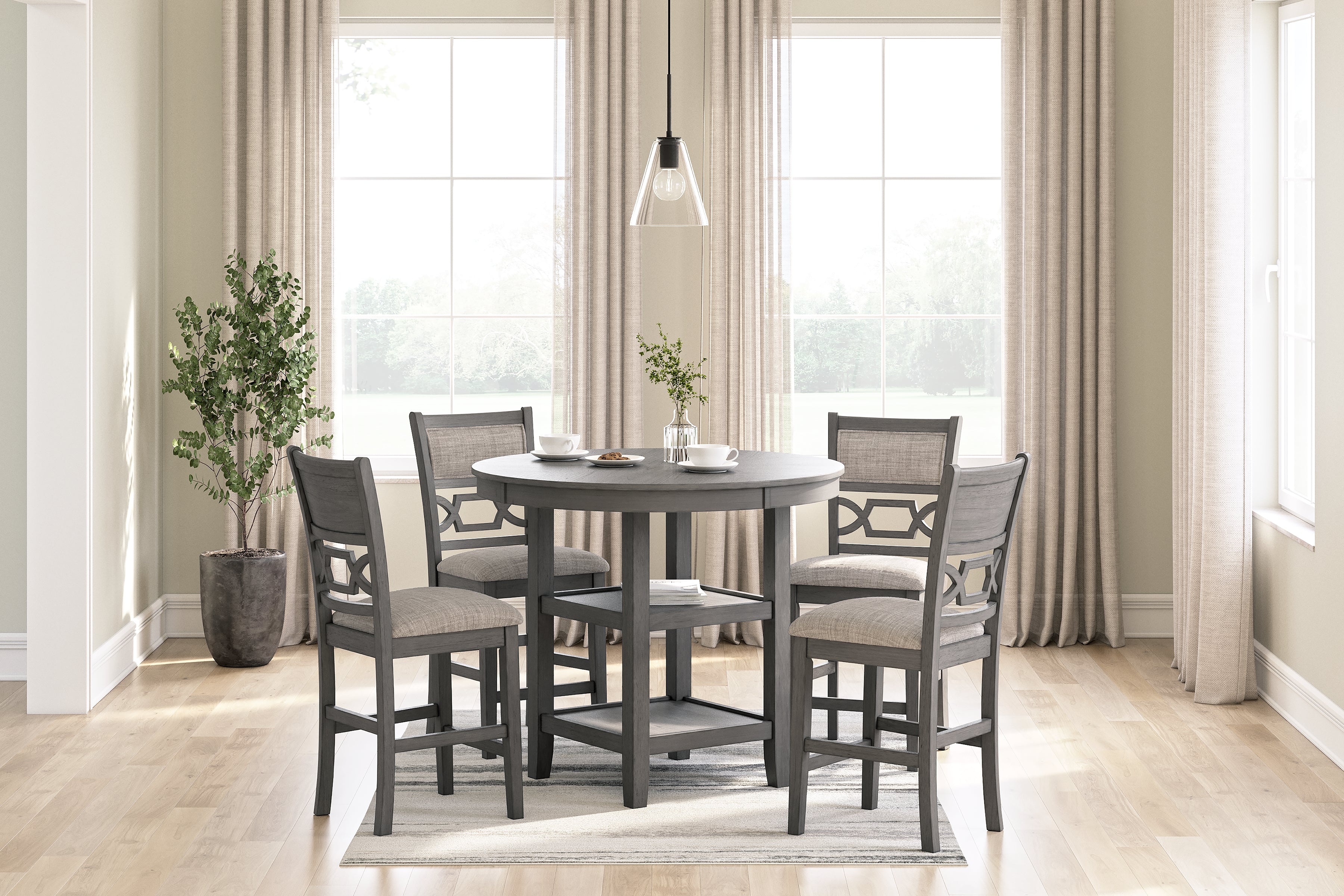 A2Z Furniture - Ashley Furniture - Wrenning Dining Room - DRM Counter Table Set (5/CN) / Gray - D425-223