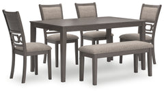 A2Z Furniture - Ashley Furniture - Wrenning Dining Room - Dining Room Table Set (6/CN) / Gray - D425-325