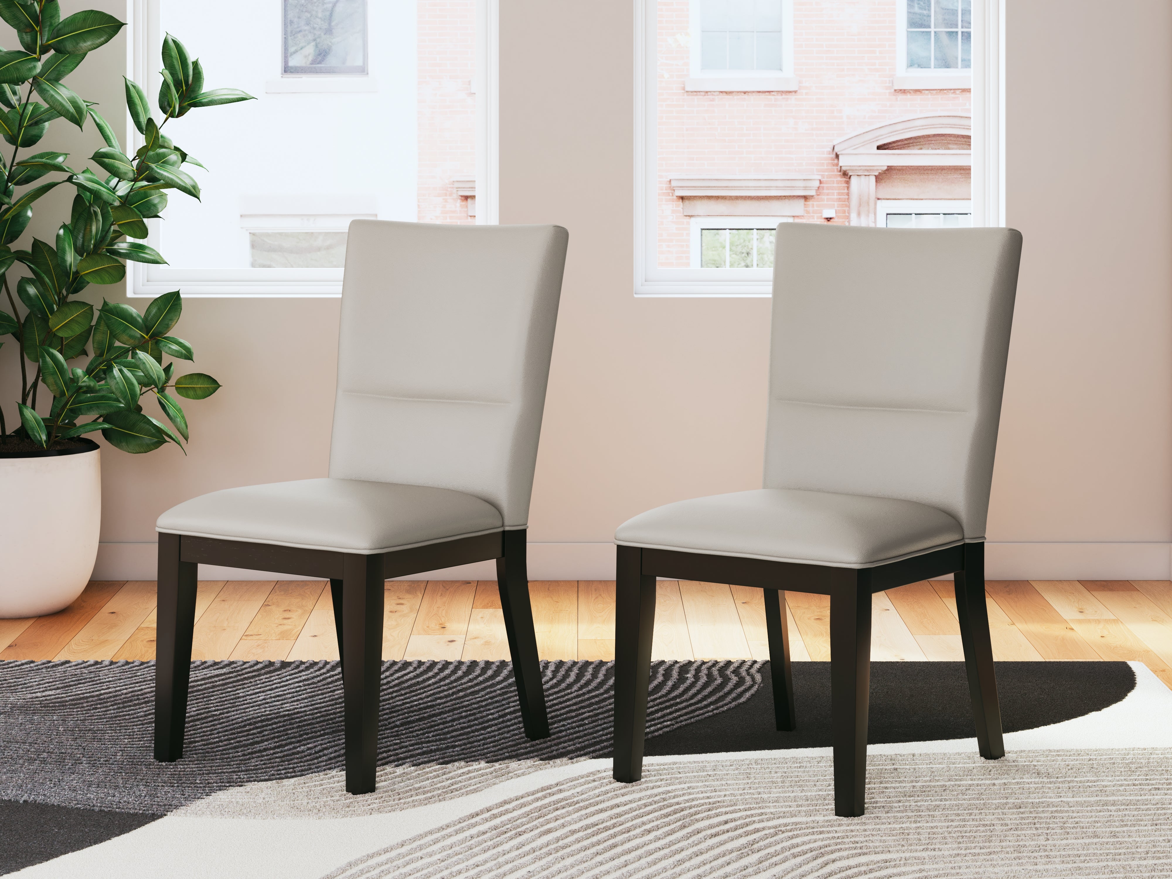 A2Z Furniture - Ashley Furniture - Glinari Dining Room - Dining Chair  (Set of 2) / Taupe/Black - D476-01X2