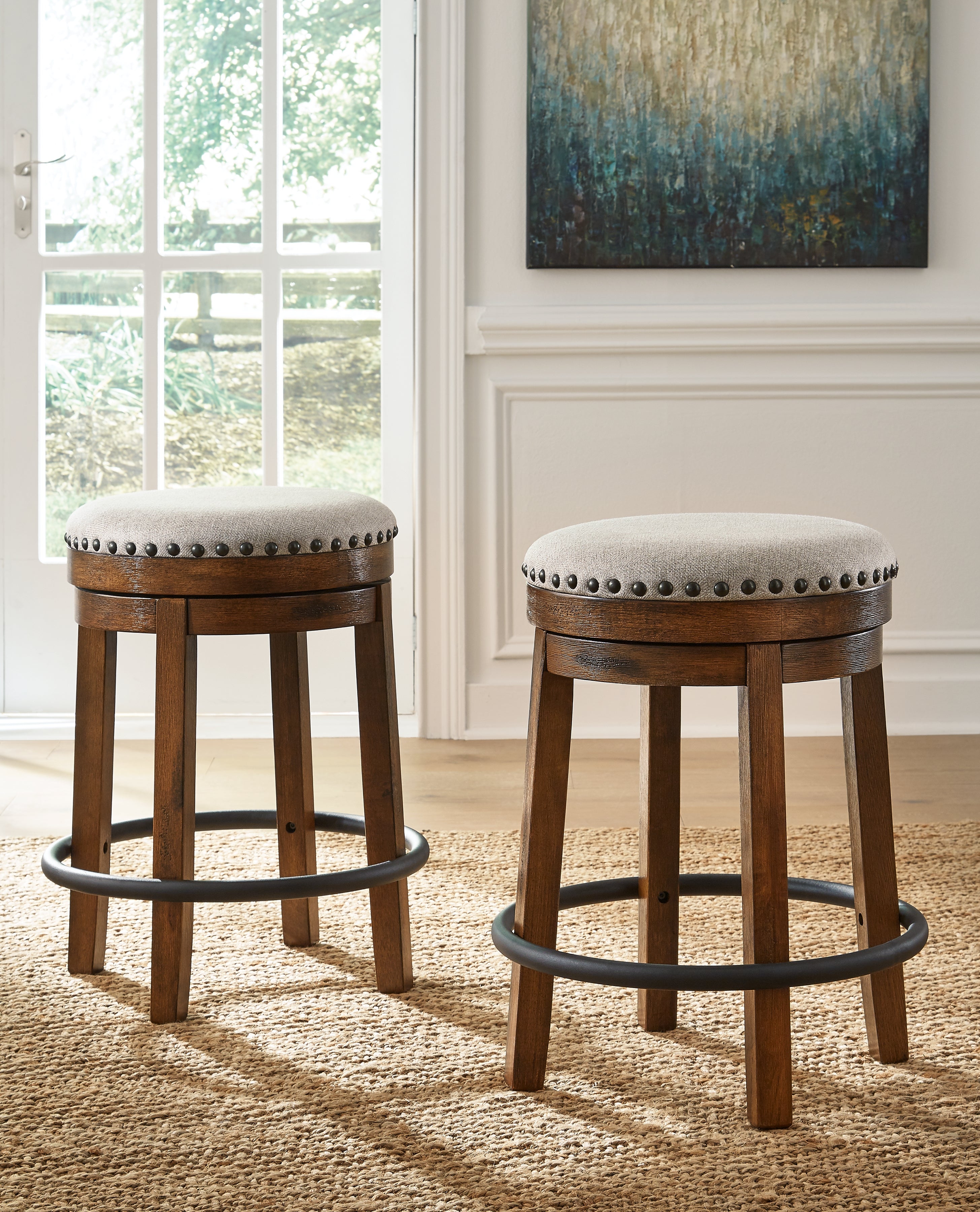 A2Z Furniture - Ashley Furniture - Valebeck Dining Room - UPH Swivel Stool (1/CN) / Brown/Black - D546-124