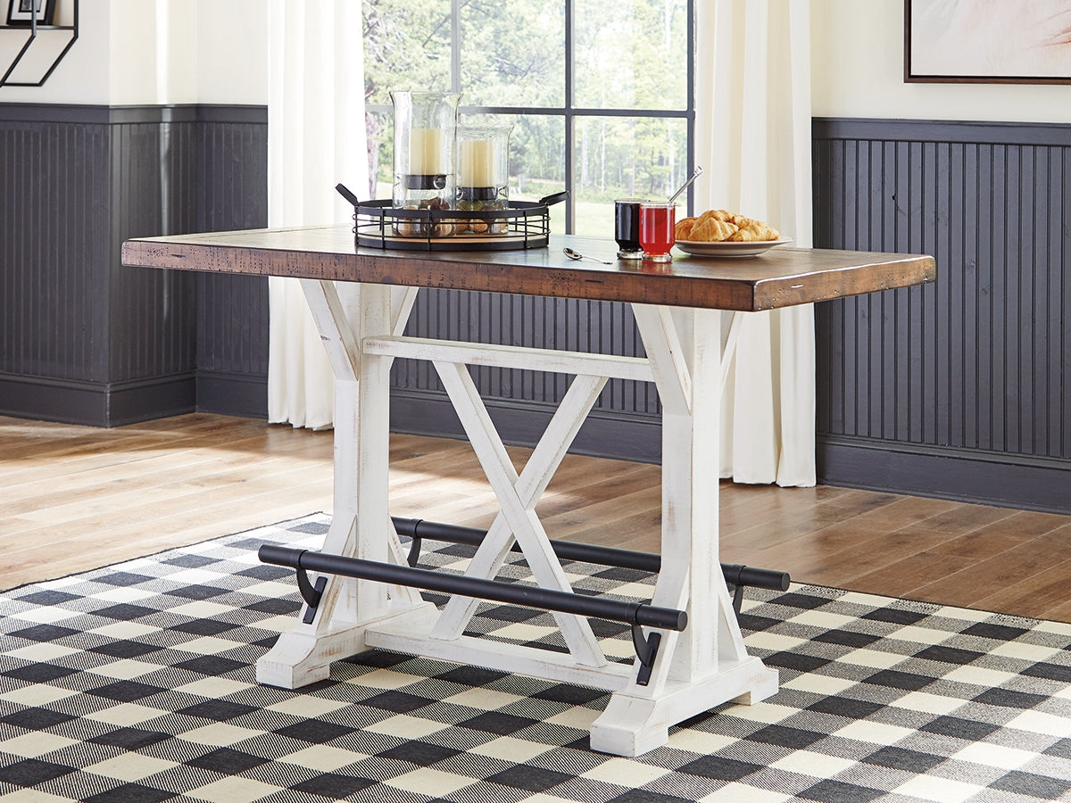 A2Z Furniture - Ashley Furniture - Valebeck Dining Room - RECT Dining Room Counter Table / White/Brown - D546-13