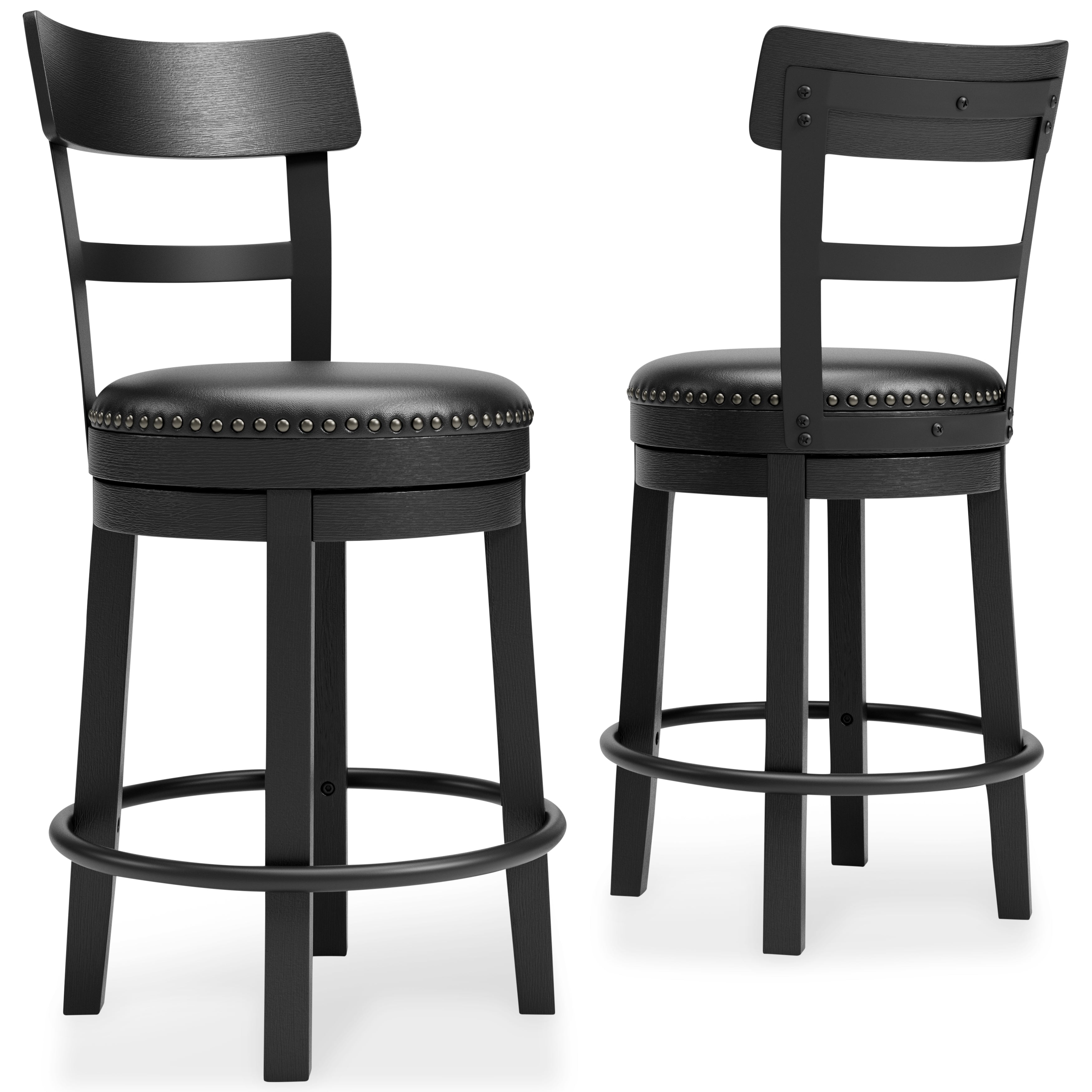 A2Z Furniture - Ashley Furniture - Valebeck Dining Room - UPH Swivel Barstool (1/CN) / Black - D546-624